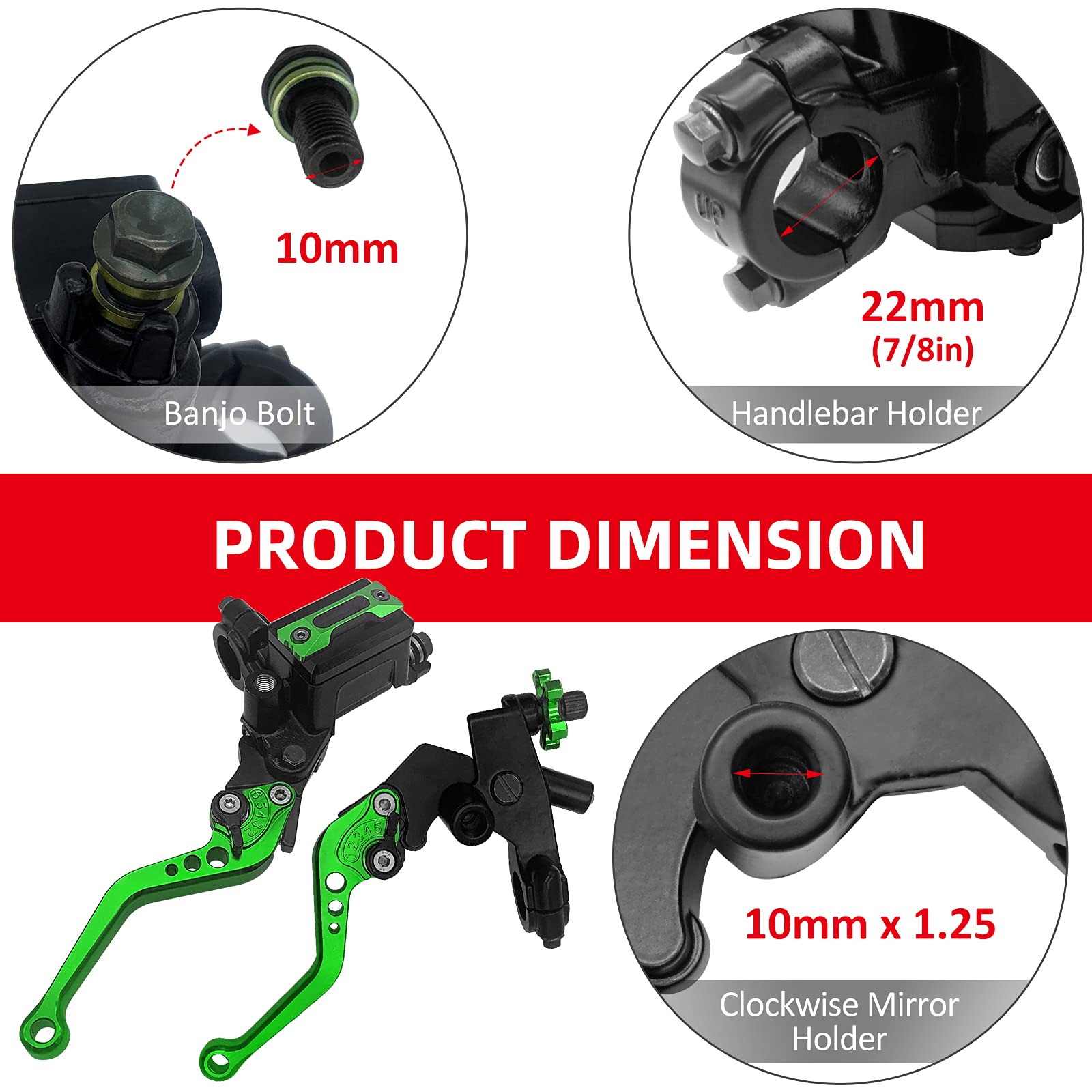 JAVIK Updated Universal Bike Brake Master Cylinder Clutch Lever Set for 7/8 22mm Handlebar Compatible with Motorcycle Honda Ka