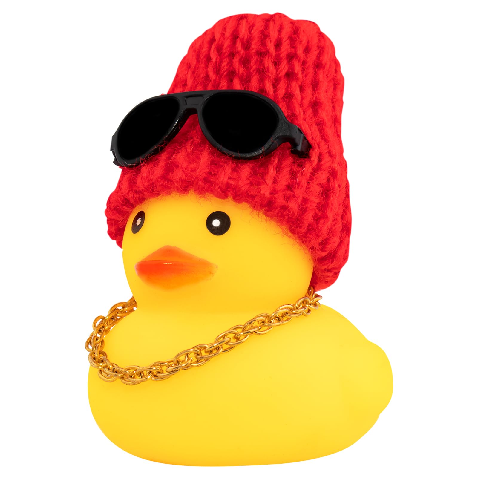 Wonuu Rubber Duck Car Ornaments Yellow Duck Car Dashboard Decorations With Propeller Helmet For Christmas Decor And Home Decorations For Adults (U-Red)