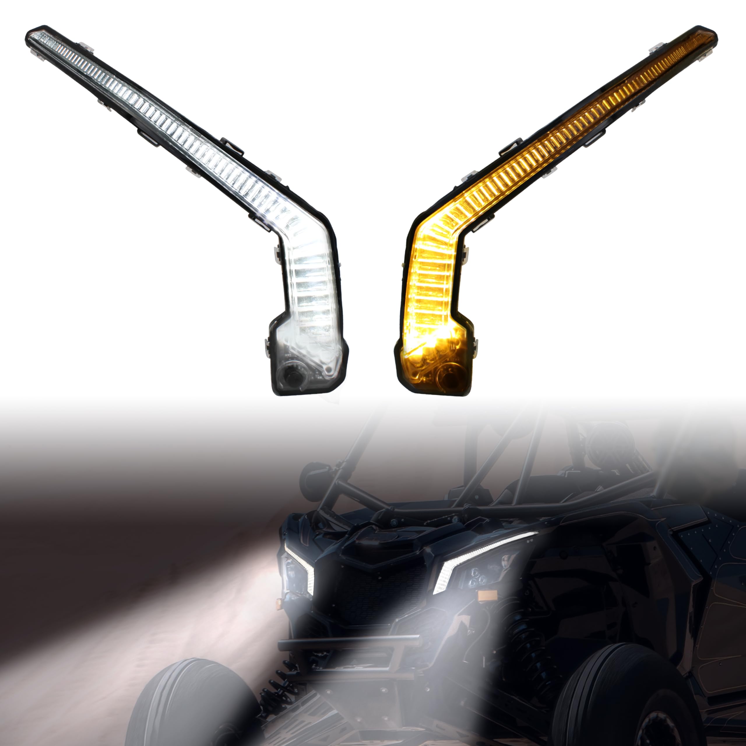 LDETXY Turn Signal Lights Front LED Fang Lights Signature Light Assembly for Can-Am Maverick X3 XDS XRS Max Turbo R Trail Sport 