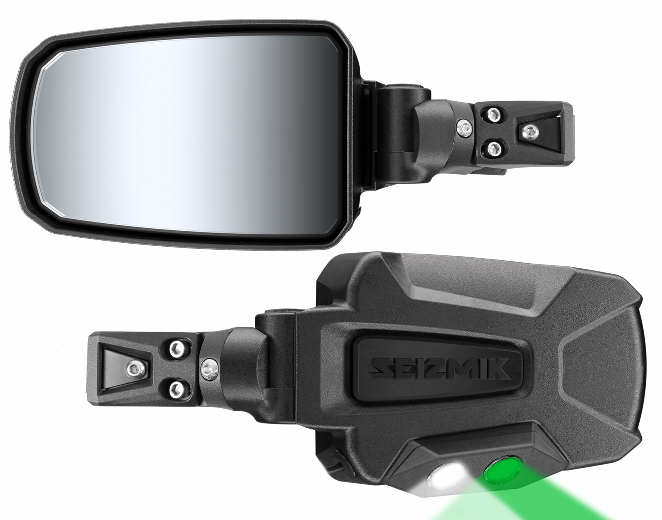 Pursuit Series Side View Mirrors with Dual Mode LED Night Vision (Pair - Cast Aluminum) for Various Size UTVs (Polaris Pro-Fit a