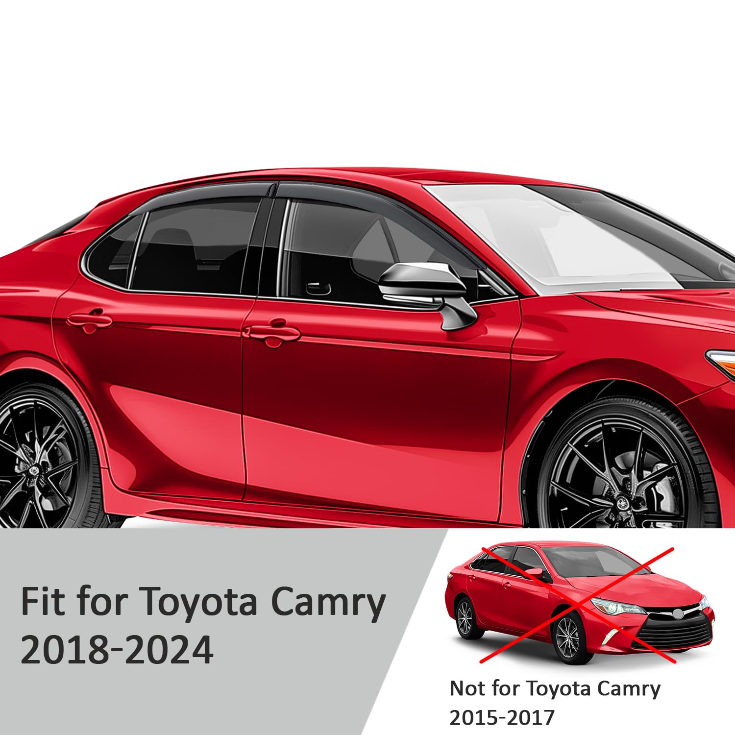 Voron Glass Tape-On Extra Durable Rain Guards For Toyota Camry 2018-2024, Window Deflectors, Vent Window Visors, 4 Pieces - 1201