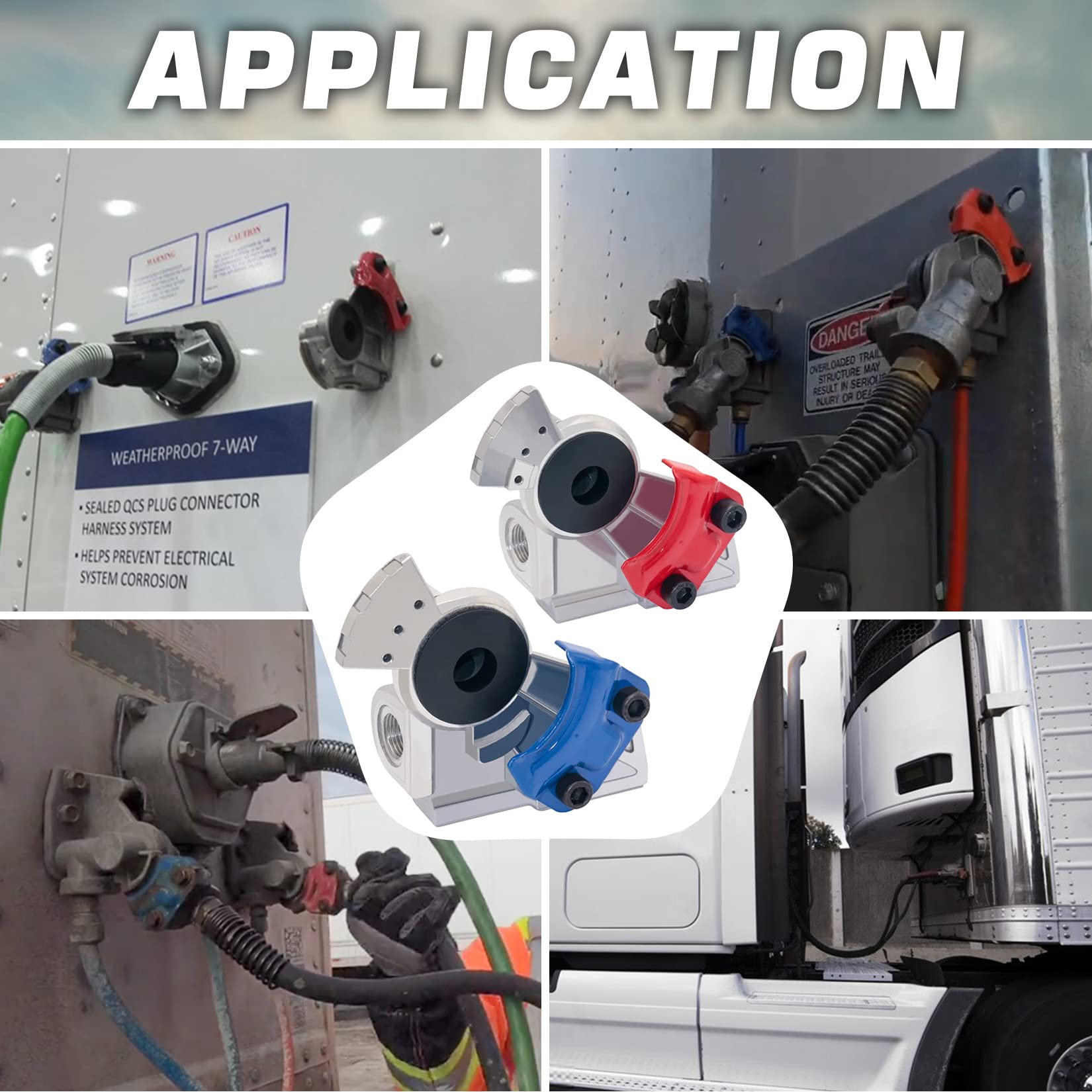 Grepspud 37 Degree Glad Hands Set With 2Pcs Seals Universal Emergency Service Aluminum Gladhand Brake Air Hose Coupling Parts Handshake Kit Connectors For Semi Trucks Trailers Tractors, 1 Pair