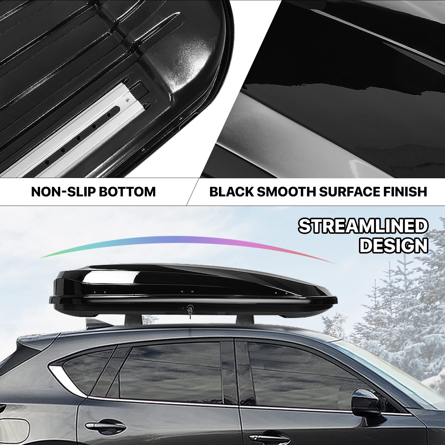 DNA MOTORING Extra Long XXL Rooftop Cargo Carrier Luggage Case Lockable Heavy Duty Roof Storage Box w/Lock+Keys, 110Lb Capacity,