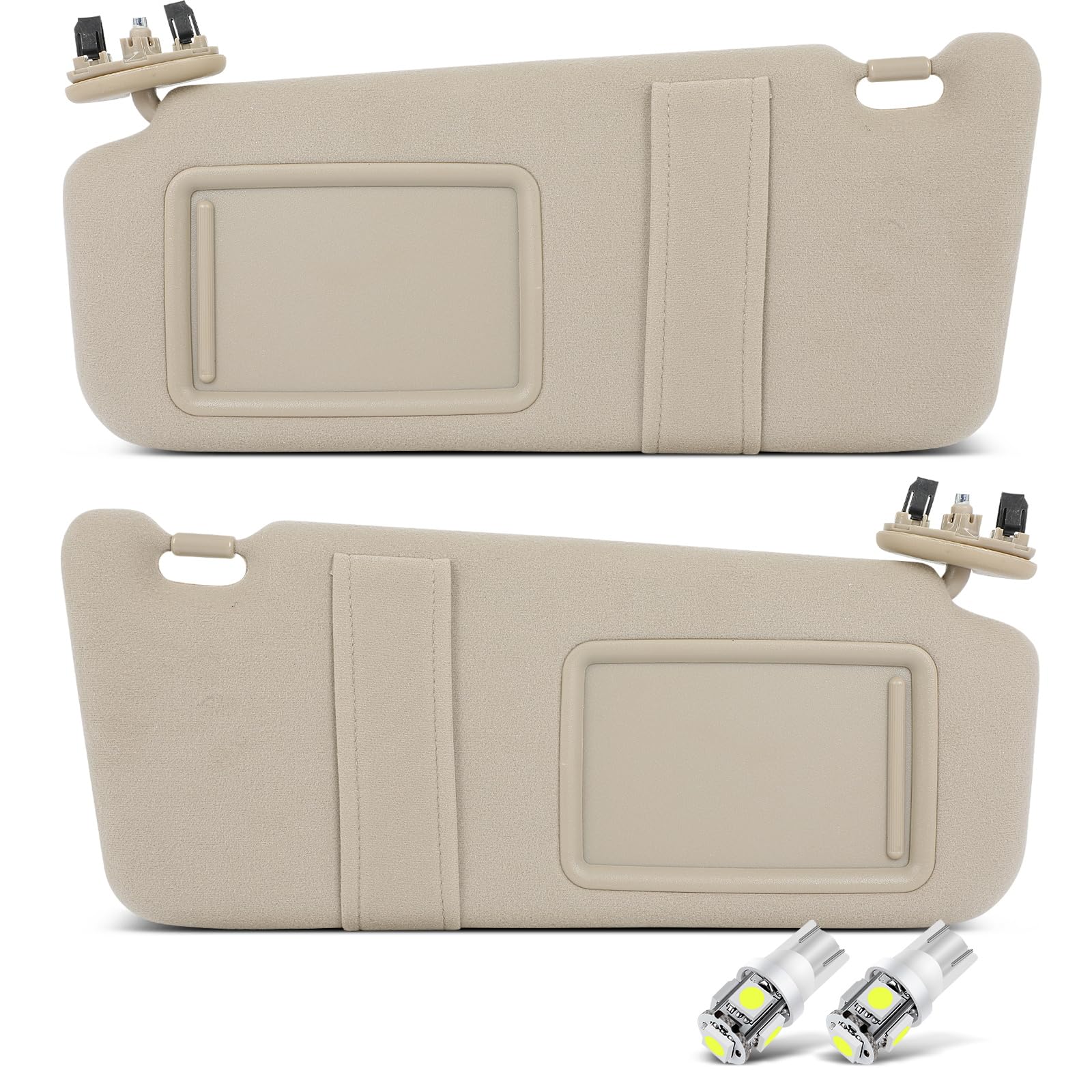 Scitoo Car Sun Visor Assbembly With Mirror Fit For 2007-2011 For Toyota For Camry Beige Without Sunroof(Left Driver & Right Pass