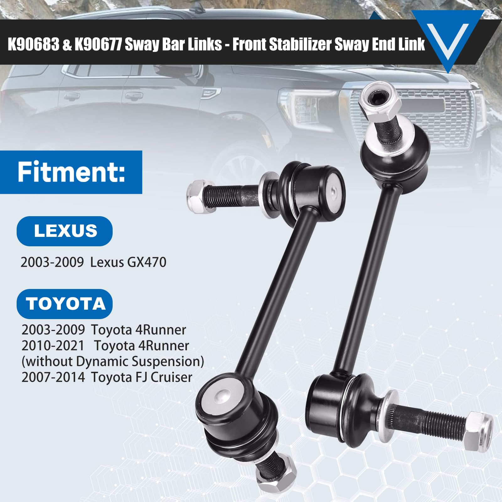 K90683 K90677 Sway Bar Links - Front Stabilizer Bar End Links Compatible With 2003-2021 Toyota 4Runner 2007-2014 Toyota Fj Cruis
