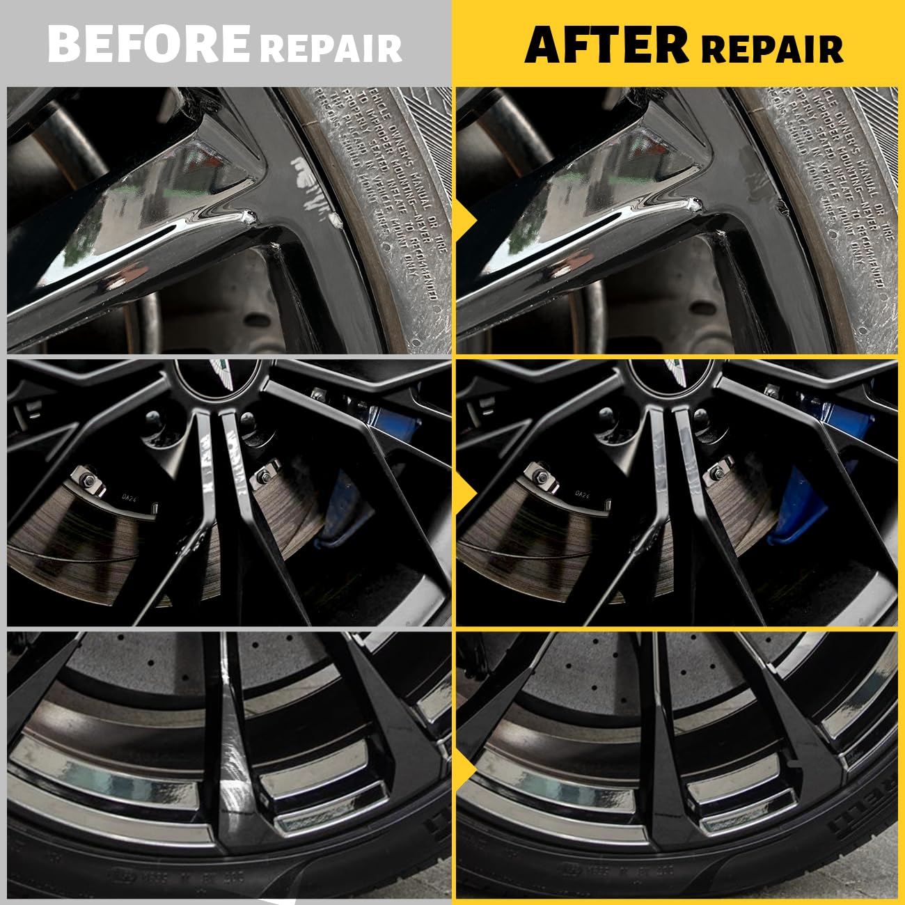 AMUIZC Touch Up Paint Wheel Scratch Fix Cars Rim Scratch Repair Pen Portable Quick and Easy for Car Wheel (Black)