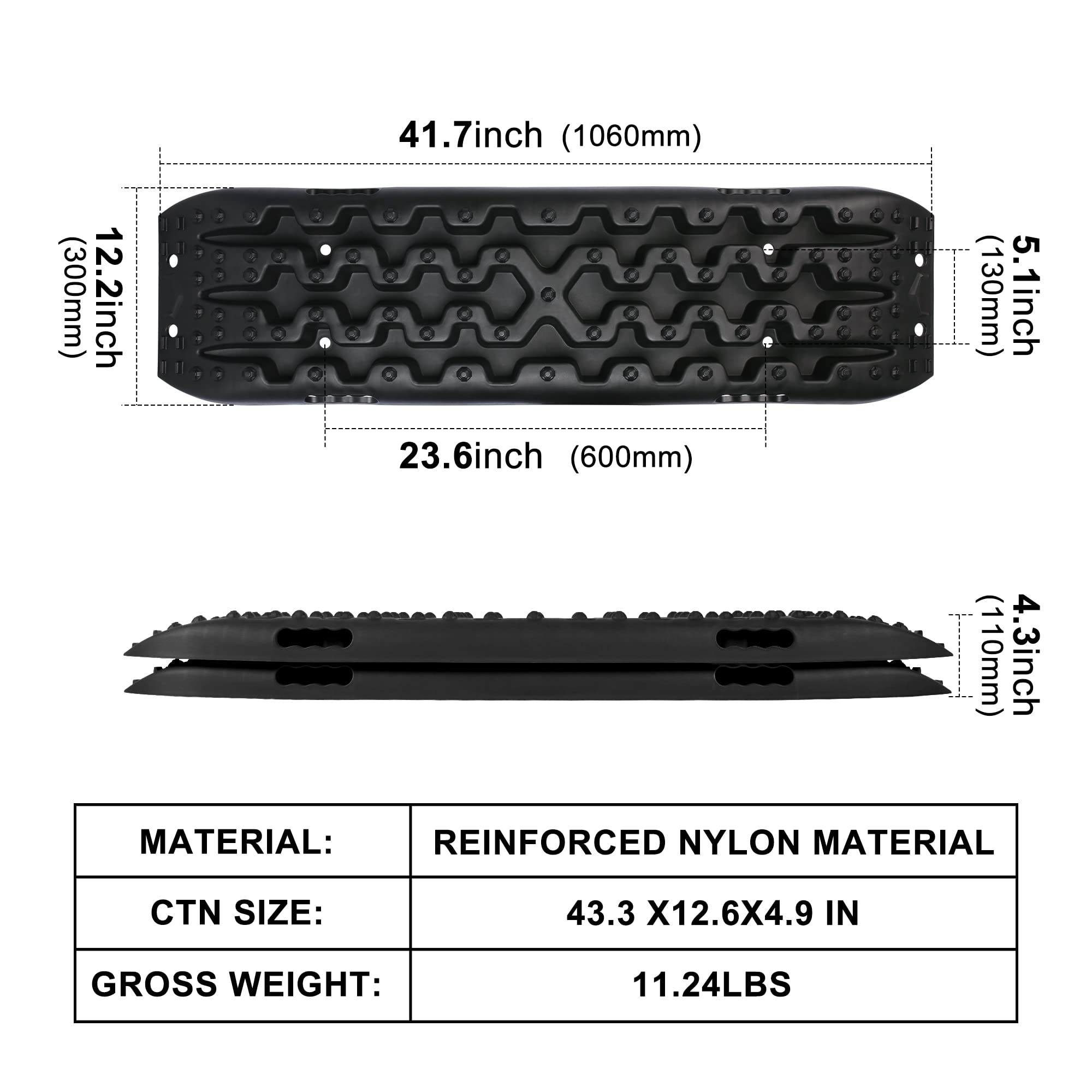 X-BULL New Recovery Traction Tracks Sand Mud Snow Track Tire Ladder 4WD (Black,3gen)