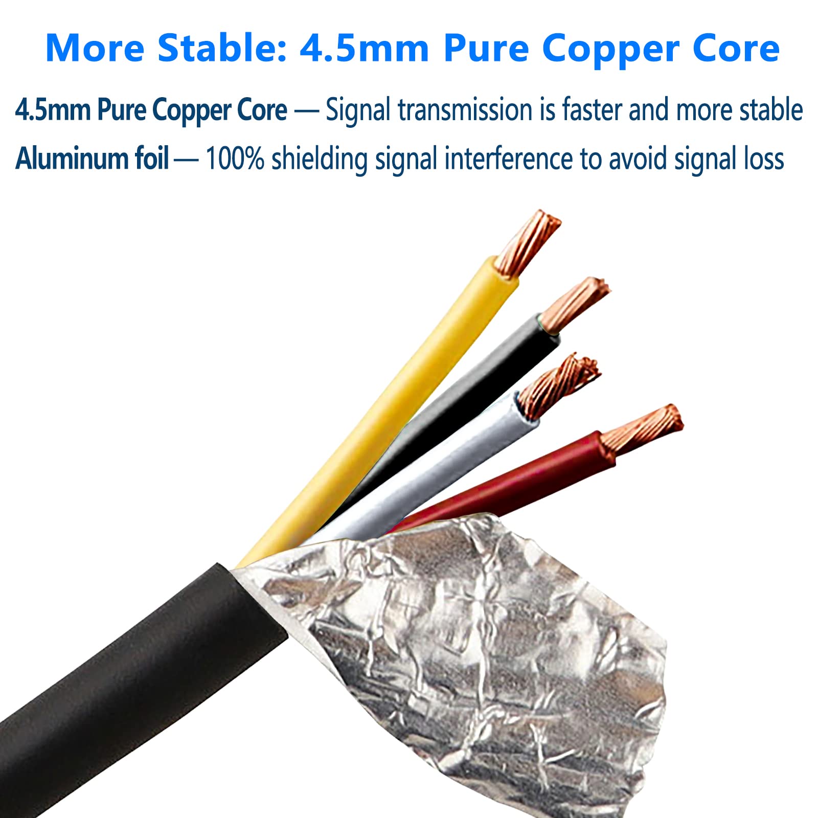 4 Pin Camera Cord Car Video Aviation Extension Cable,Lonlonty 50Ft Backup Camera Extension Cable Dash Cam Rear View For Cctv Rea