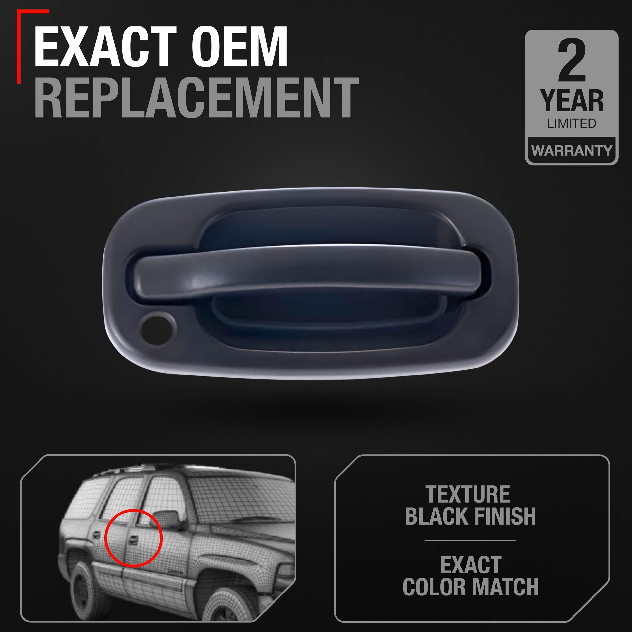 Exterior Front Passenger Door Handle - Compatible With 1999-2006 Chevrolet Silverado, 02-06 Avalanche, Suburban, Tahoe; 1999-200