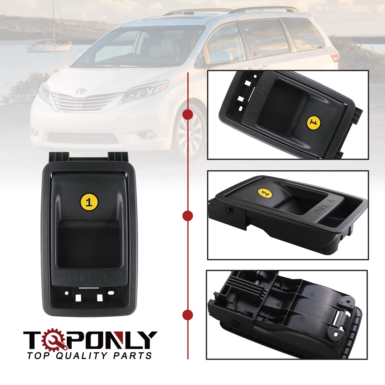 TQPONLY Folding Seat Latch Release Handle for 11-20 Toyota Sienna, Black Replacement Part 75220 72909-08011