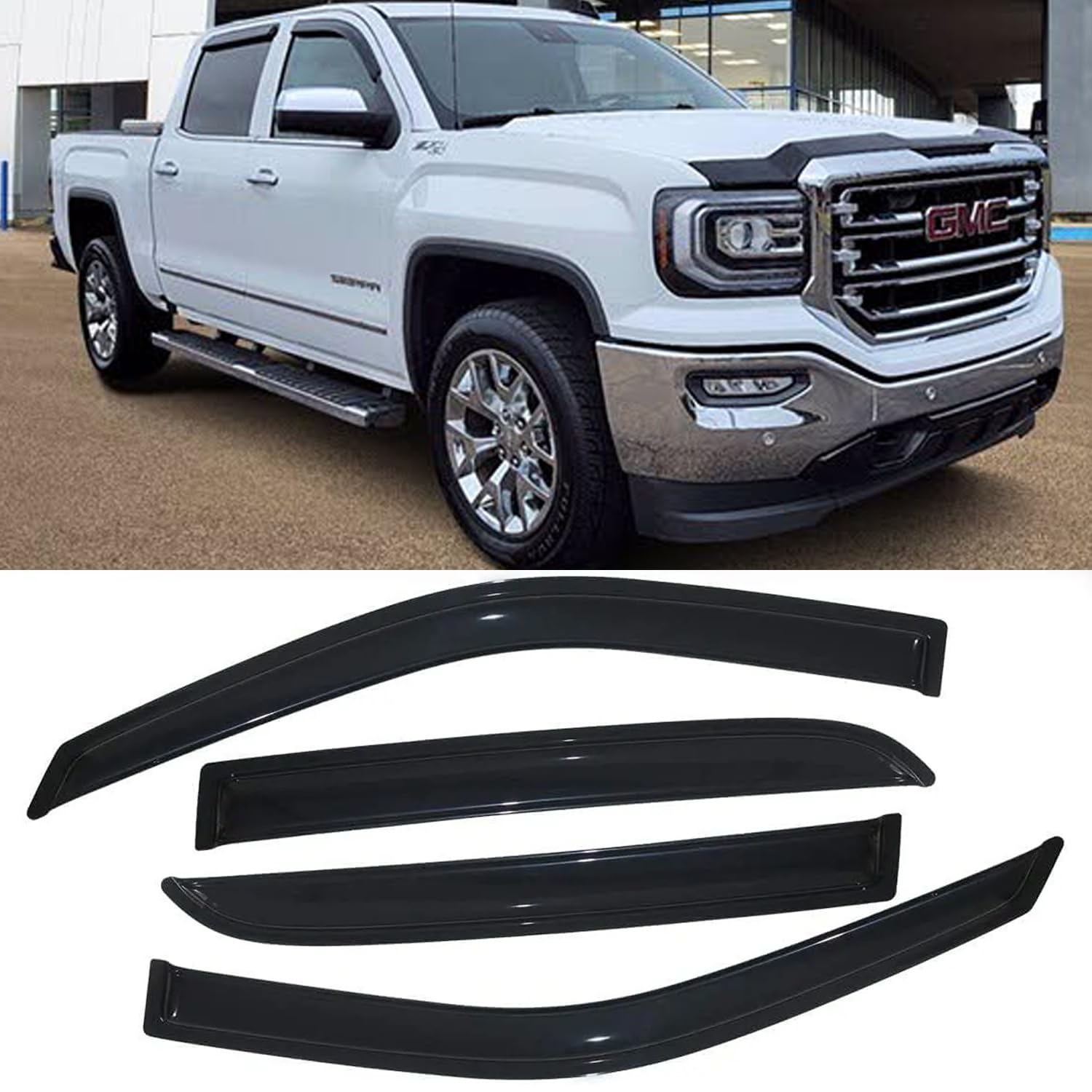 Window Visors Rain Guards Side Wind Deflectors Vent Sun Shade For Chevrolet Silverado & Gmc Sierra 1500 2500Hd 3500Hd Crew Cab S