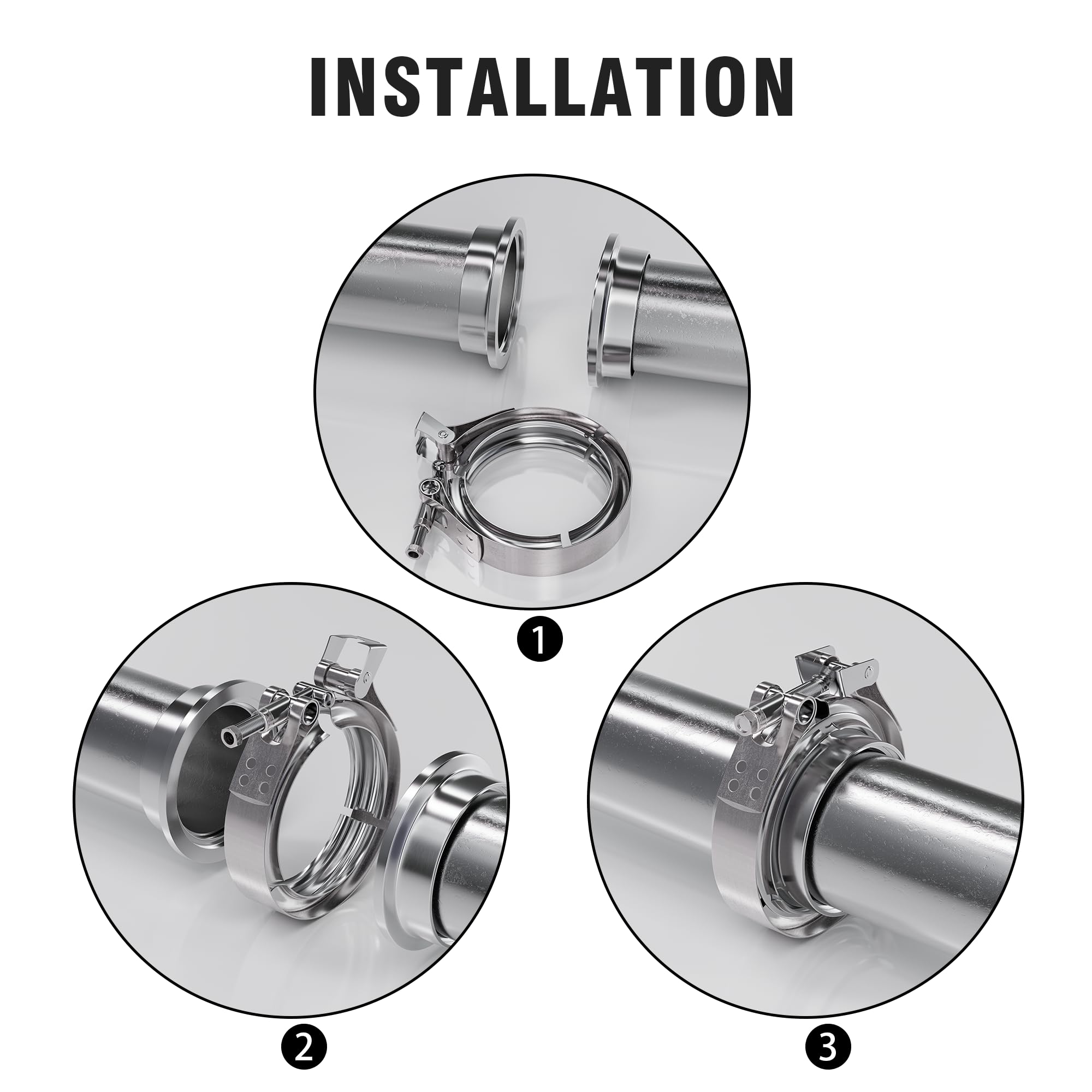 Wysiwyka 5 Inch Quick Release V Band Clamp-Stainless Steel_304,Clamp Fittings For Exhaust Pipe Flanges 1 Pack Silver