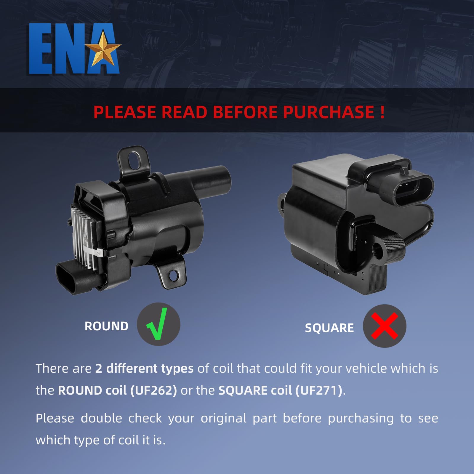 ENA Set of 8 Round Ignition Coil Pack Compatible with Chevy GMC Chevrolet Silverado 1500 2500 3500 Tahoe Suburban Express Sierra