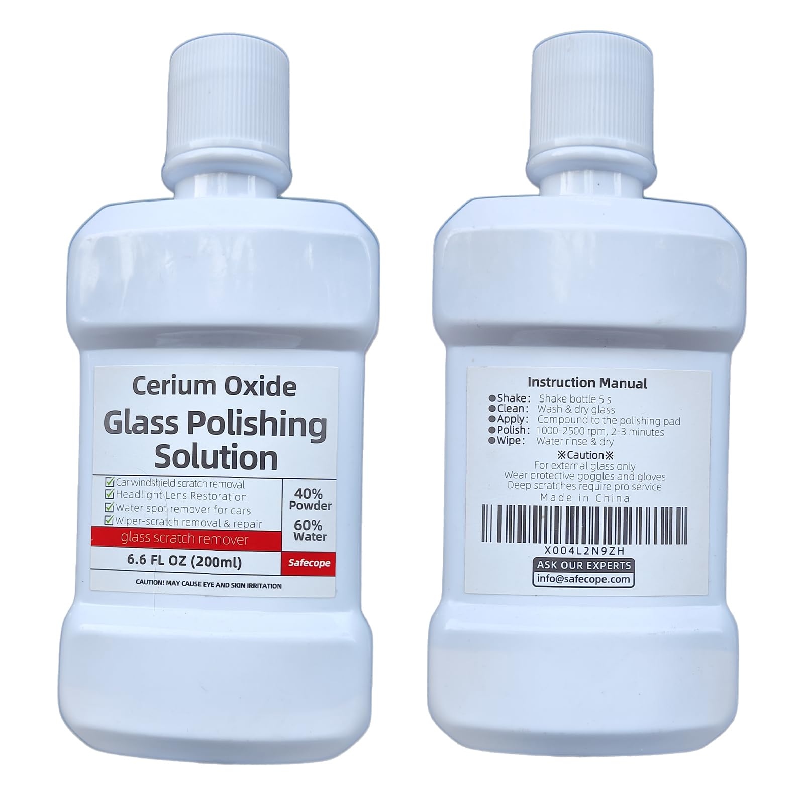 6.6 fl oz (200 ml) Cerium Oxide Glass Polishing Liquid - Deep Cleaning Glass & Removes Wiper Marks, Swirls, Water Spots & Windsh