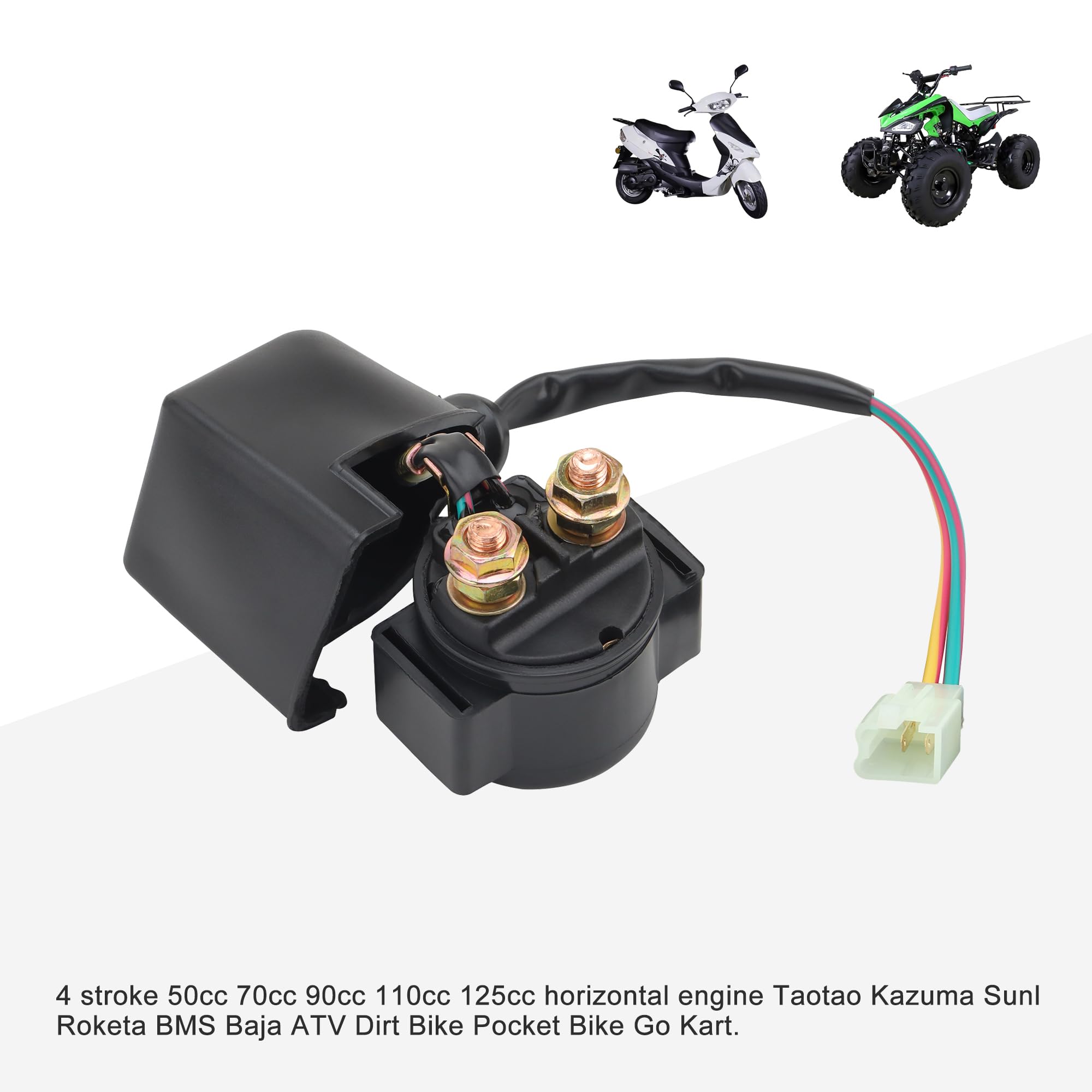GOOFIT 2 Pin Starter Solenoid Relay Replacement for 50cc 70cc 90cc 110cc 125cc Taotao Kazuma Sunl ATV Dirt Bike Pocket Bike Go Kart