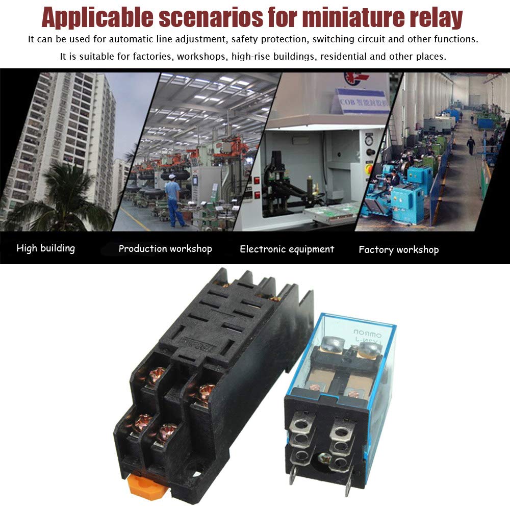 Ximimark 5Sets Dc 12V Coil Power Relay Ly2Nj Hh62P Jqx-13F Dpdt 8 Pin 10A With Socket Base