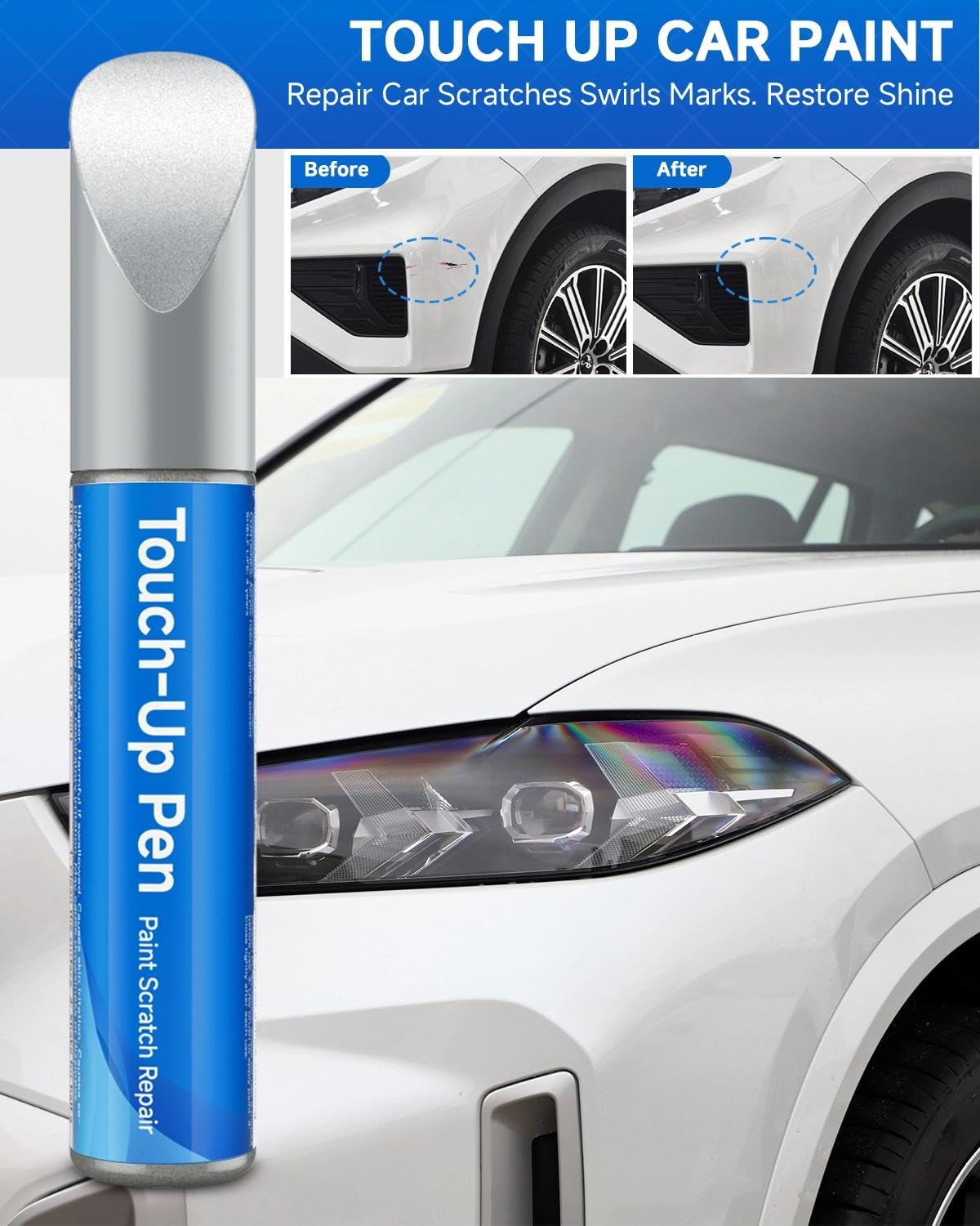 RSACET Sparkling Silver(KCS) Touch Up Paint Compatible with Kia Exact Match Touch Up Paint Car Scratch Repair