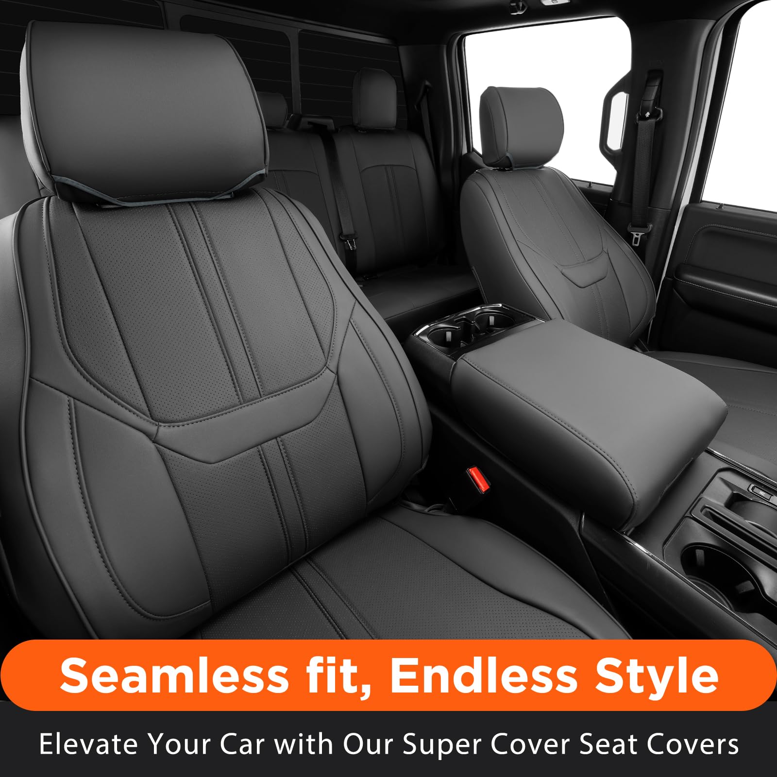 Super Cover for Ford F150 Seat Covers, Full Covered for 2015-2024 Waterproof Leather Seat Covers,for Ford F150 Truck Accessories