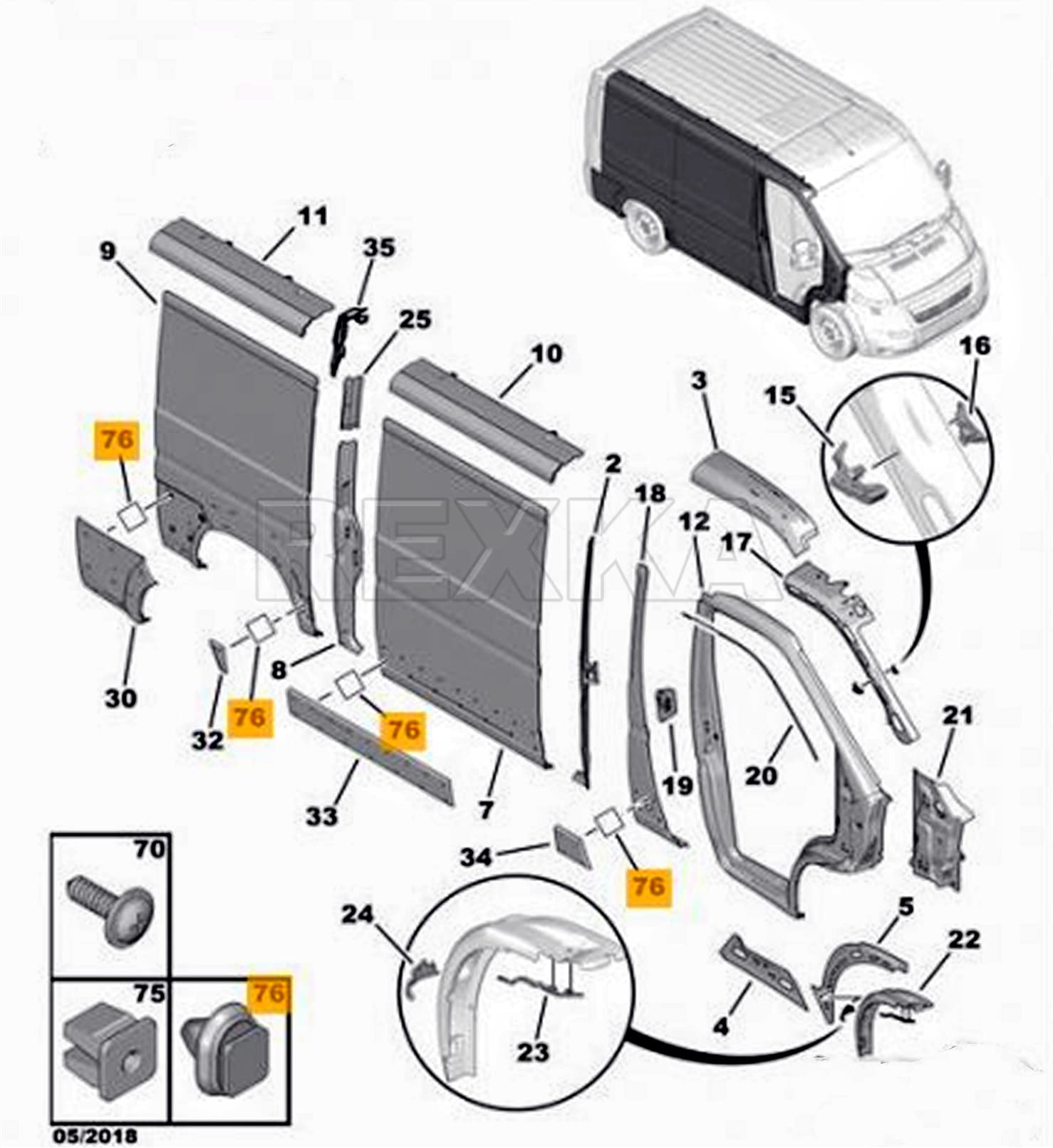 Rexka 25Pcs Back Door Trim Moulding Clip Compatible With Ram Chrysler 68093998Aa Dodge Ram Promaster 2014 - On 68093998-Aa