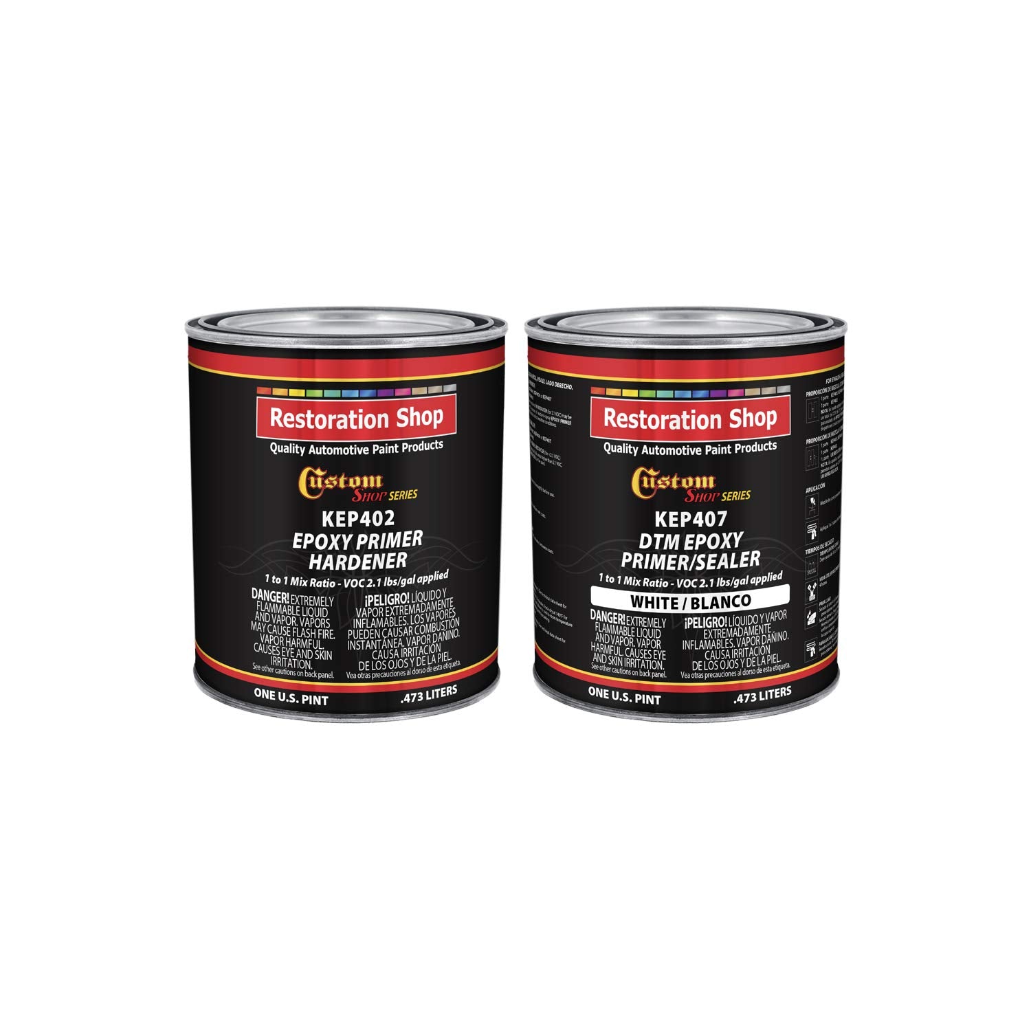 Custom Shop -White Epoxy Primer/Sealer 2.1 Voc (1 Quart Kit) Anti-Corrosive Dtm High-Performance Primer For Automotive And Indus
