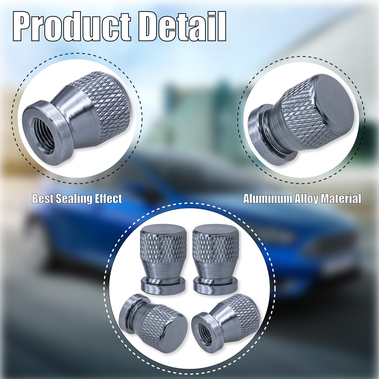 Meajoo 4Pcs Car Tire Valve Stem Caps, Anodized Premium Alloy Air Caps Cover Accessories, Corrosion Resistant Leak-Proof, Univers