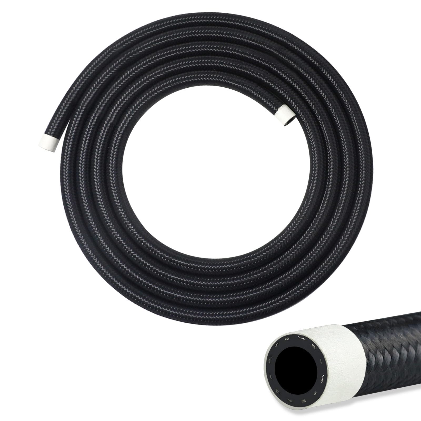 VWTNI 8AN Fuel Line, 8AN CPE Fuel Hose, 5FT Transmission/Oil Cooler Lines, Nylon Braided Fuel Line Hose.