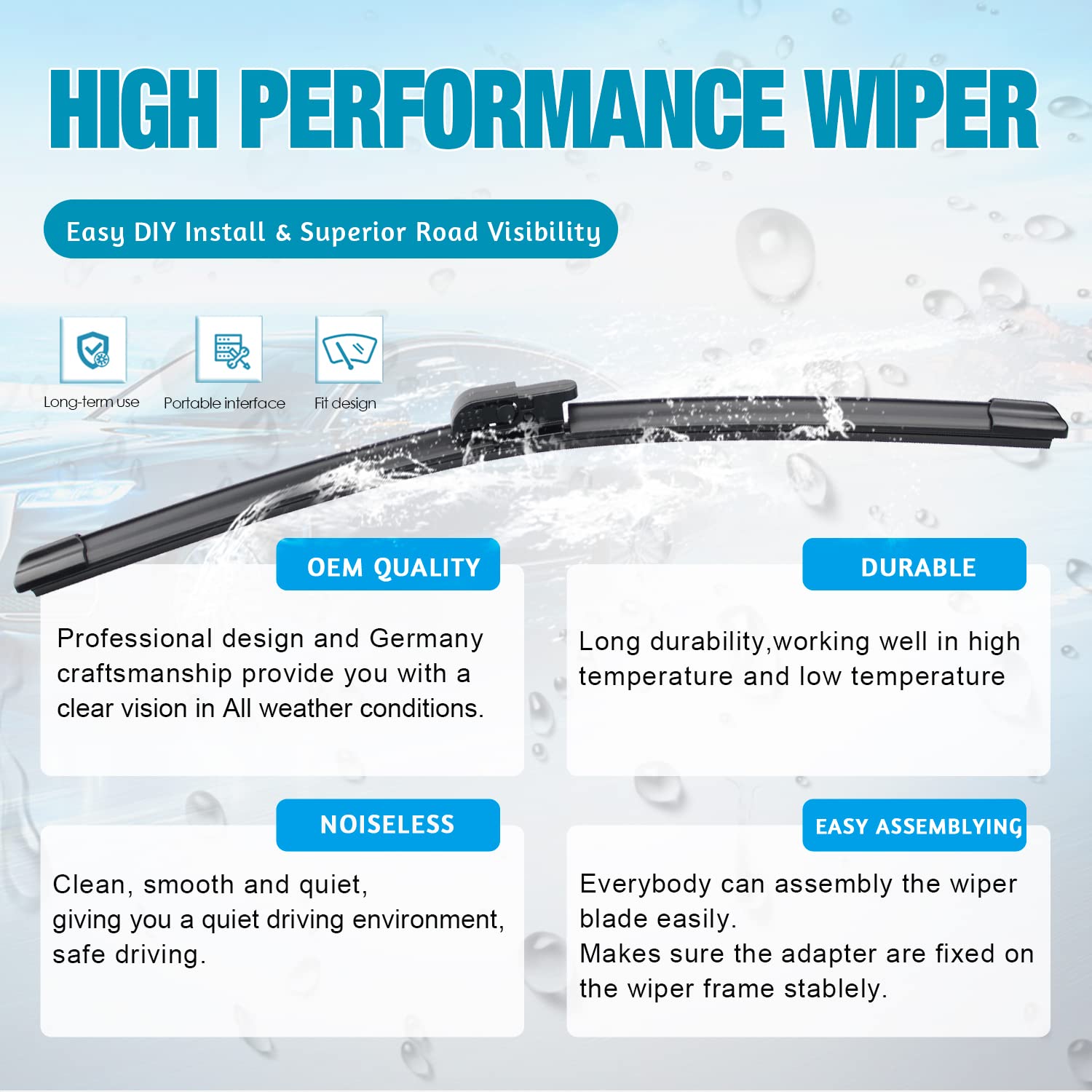 Vtogoi Wiper Blades With Rear Wiper Blades Set For Land Rover Range Rover 2002-2012 Automotive Replacement Windshield Wiper Blad
