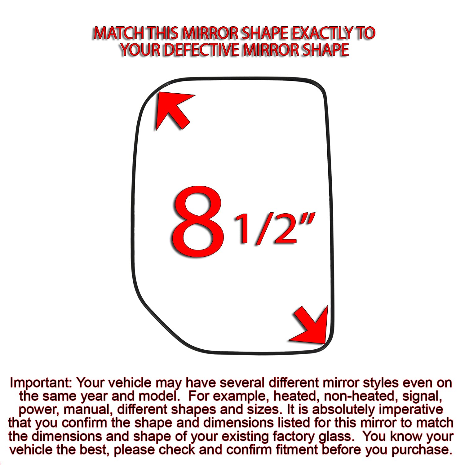 Driver Side Mirror Glass Assembly With Plastic Backing Plate (Non-Heated) Compatible With 2007-2014 Toyota Fj Cruiser