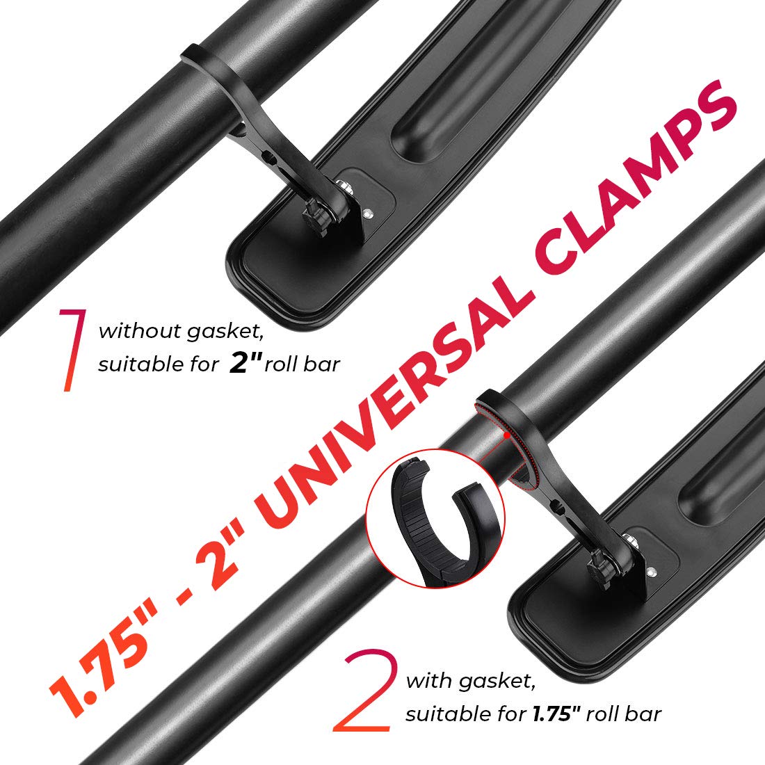 Kemimoto 17 Utv Rear View Center Mirror, Utv Race Mirror With 3/4 1.75 Or 2 Clamps Compatible With Polaris Rzr, Pioneer, Can-Am Commander Maverick, Talon 1000R 1000X, Mule