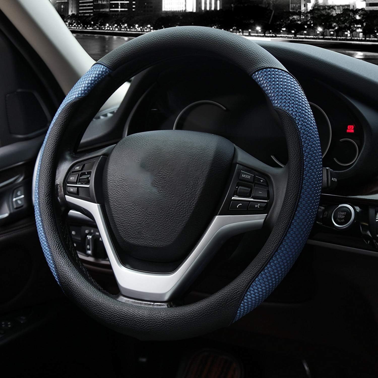 Valleycomfy Steering Wheel Cover With Microfiber Leather For Car Truck Suv 15 Inch (Blue)