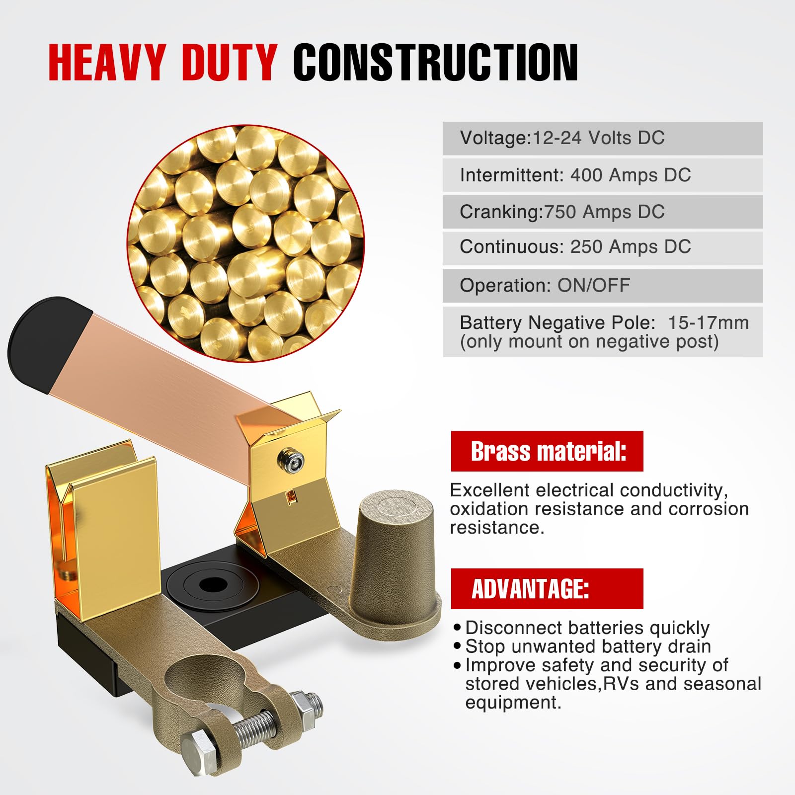 Nilight Top Post Knife Blade Master Switch 12V 24V 250A Battery Negative Disconnect Shut Off Kill Power Isolator For Car Truck M