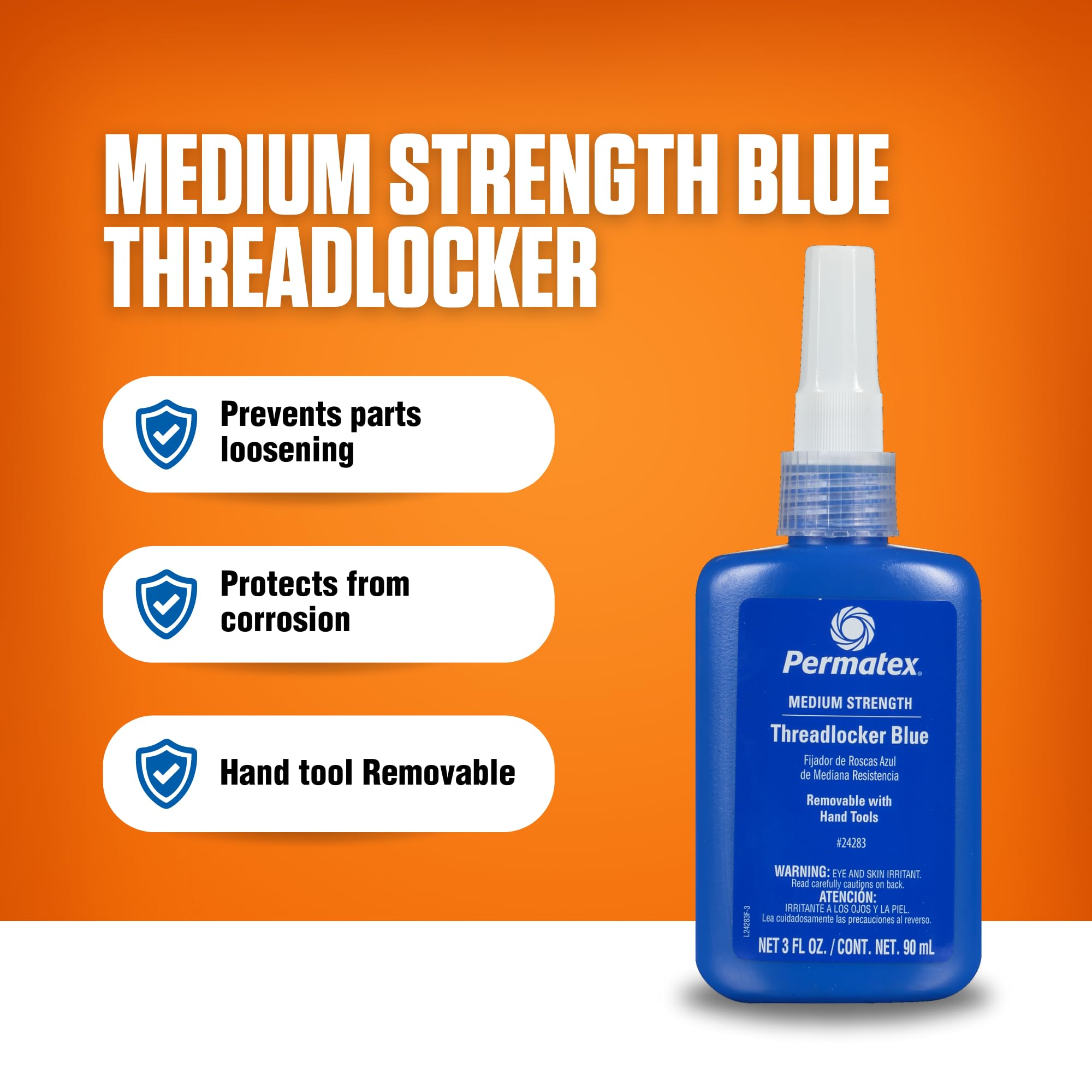 Permatex 24283 Medium Strength Threadlocker Blue, 90 Ml