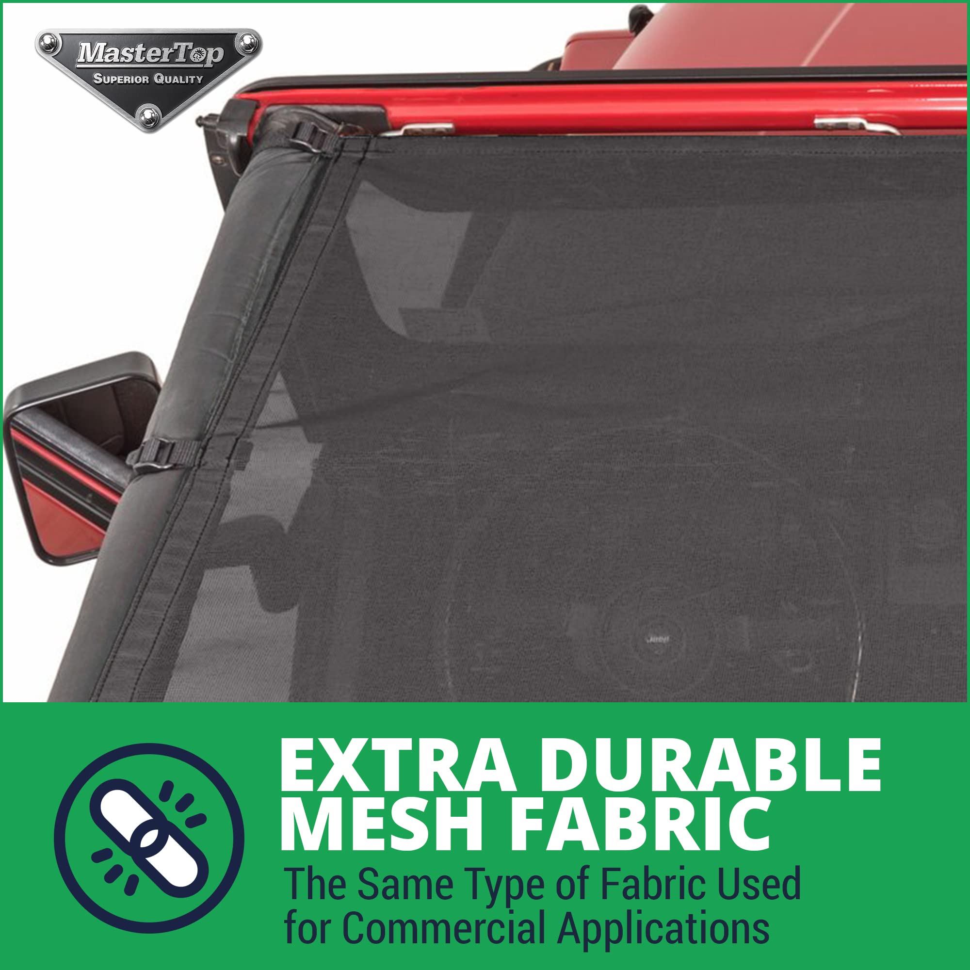 Mastertop Bikini Mesh Top Sunshade - Fits Jeep Wrangler Yj 1987-1995 - Jeep Yj Bikini Top Jeep Yj Sunshade Jeep Yj Mesh Top Jeep