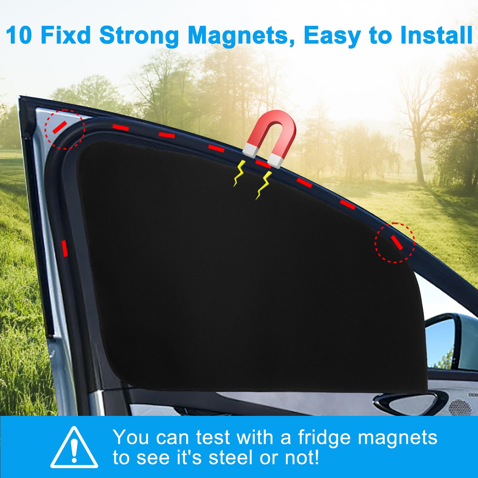 Ovege Car Window Shades Magnetic 4pcs-Blackout Side Window Shade for Baby in Car Privacy Curtain UV Protection