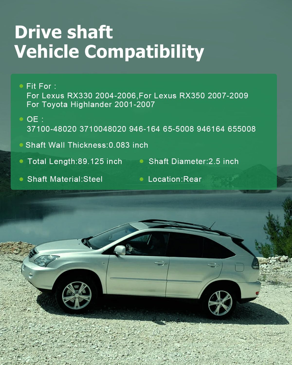 Scitoo 89.125'' Rear Drive Shaft Assembly Propeller Shaft Compatible For Lexus Rx330 For Lexus Rx350 For Toyota Highlander 2001-