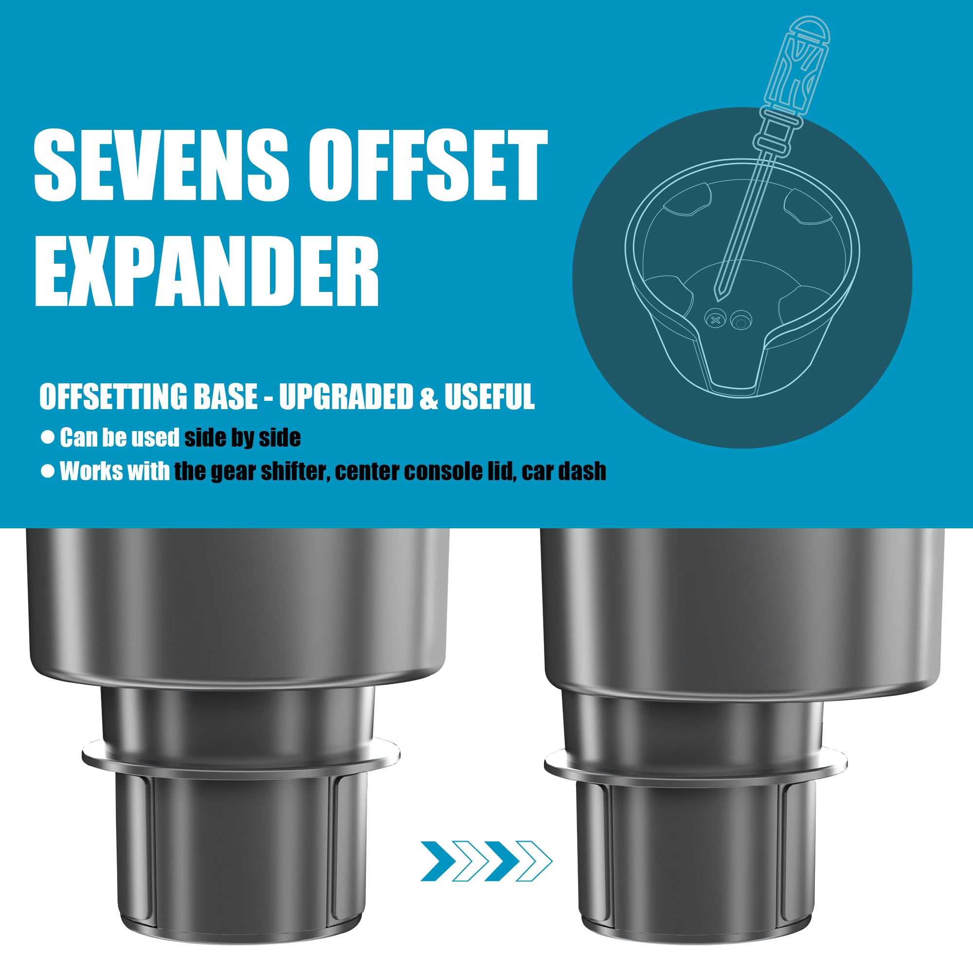 Upgraded Car Cup Holder Expander Adapter With Offset Adjustable Base, Compatible With Yeti 14/24/36/46Oz Ramblers, Hydro Flasks 32/40Oz, Other Large Bottles Mugs In 3.5-4.0, Silver 1 Pack