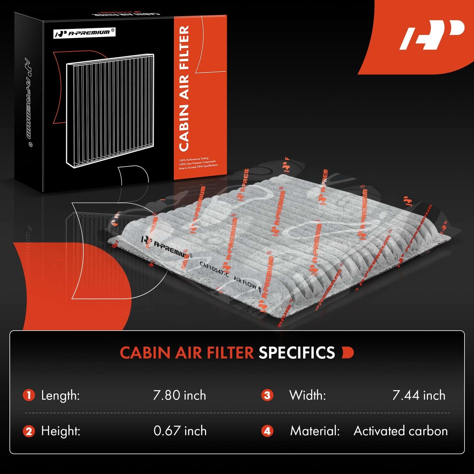 A-Premium 2-PC Cabin Air Filter w/Activated Carbon Compatible with Ford, Lincoln & Mazda - Edge 2007-2014, MKS 2009, MKX 2007-2015, MKZ 2008-2009, CX-9 2007-2015 - 2.0L 3.5L 3.7L - # 7T4Z-19N619-B
