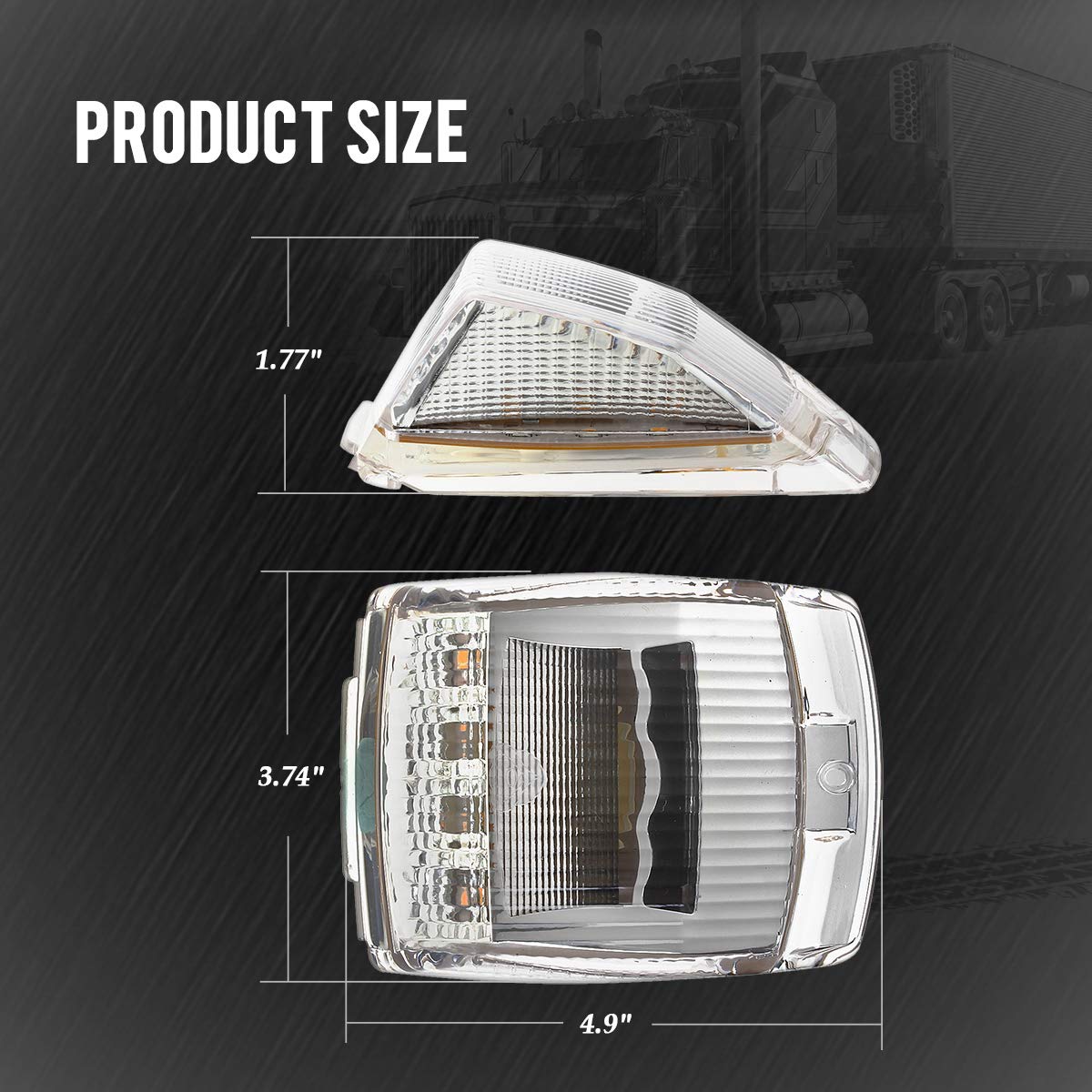 Partsam 5Pcs 17 Led Clear Lens 5 * 3.75'' Amber Cab Marker Top Roof Running Truck Cab Light Waterproof Top Reflective Lights Com