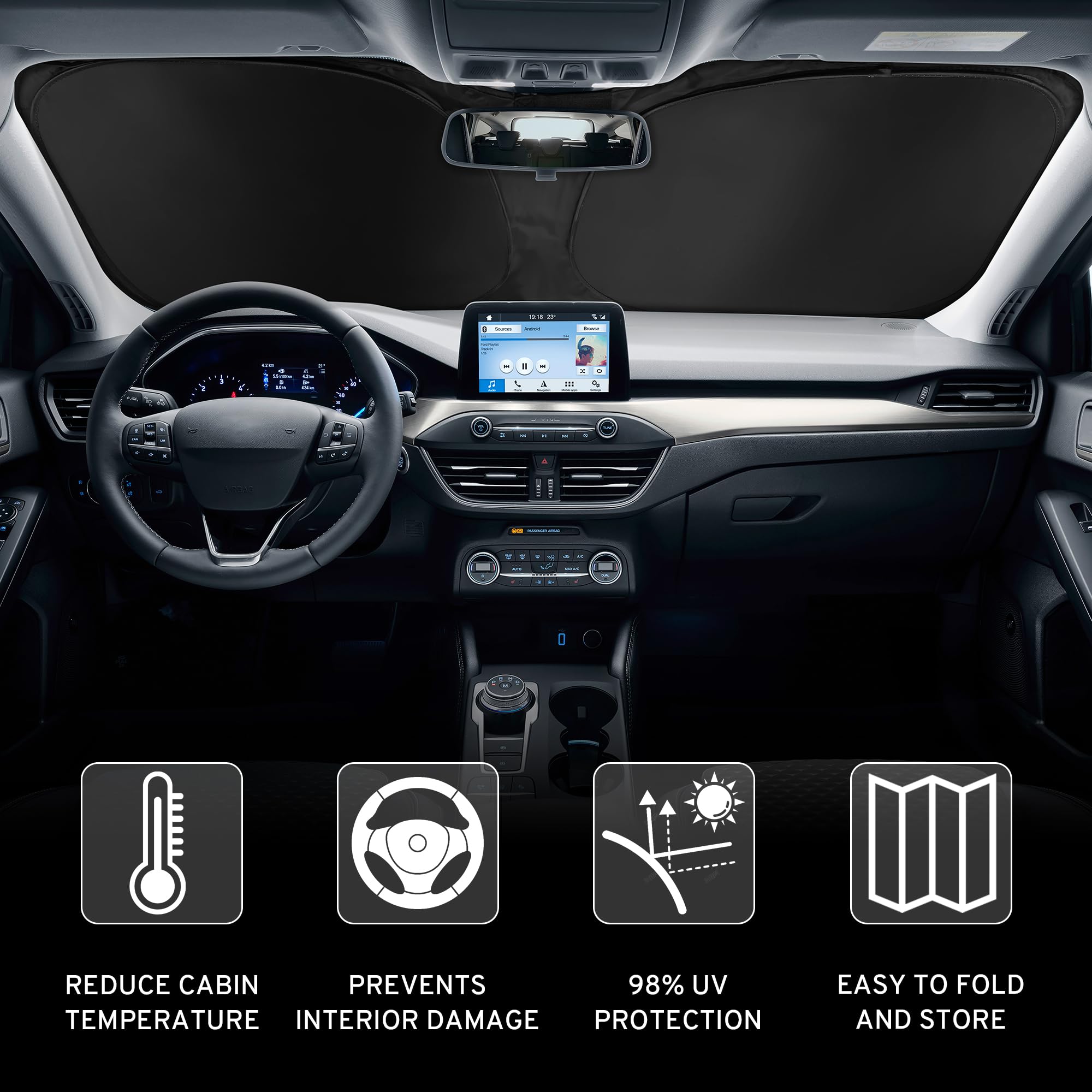 SZYUCHEN Car Windshield Sun Shade Sunshade for Mazda 3 Mazda3 2025 2024 2023-2019 Hatchback/Sedan Accessories, Foldable Car Fron