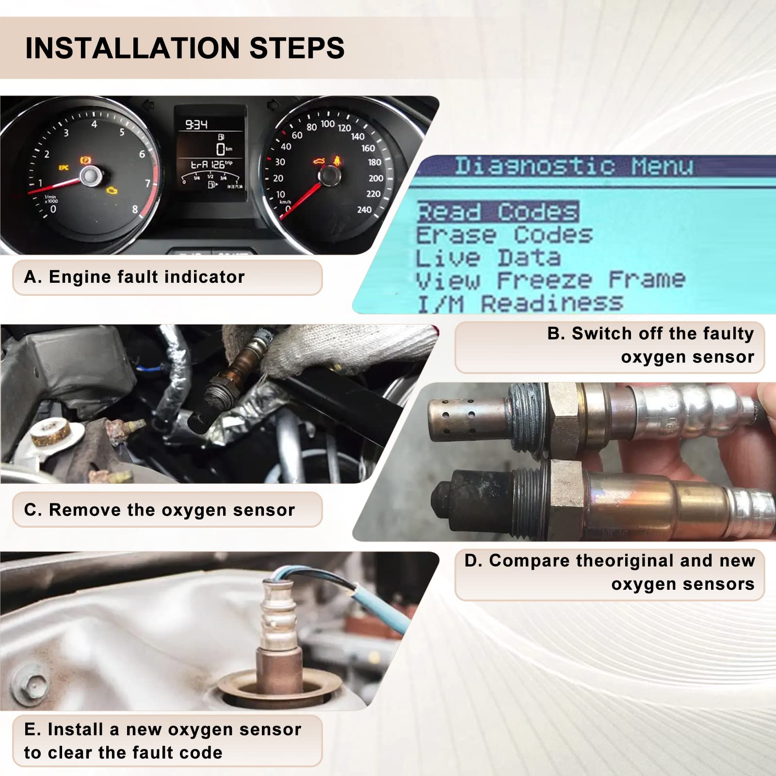 Oxygen O2 Sensor Upstream Downstream 56028994Aa Compatible With Chry 300 Dodge Dakota Durango Ram 1500 Jeep Wangler Commander Grand Cherokee Liberty Raider Replaces# 56028994Ab 4Pcs