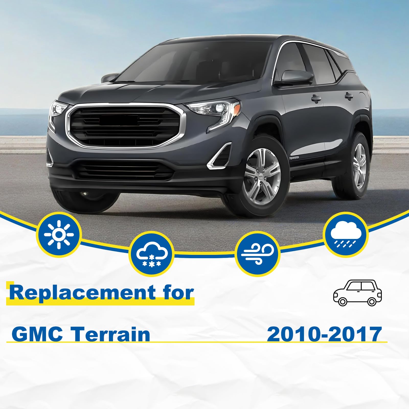 Hrsno 24''+17'' Windshield Wipers With 13'' Rear Wiper Blade Sets Automotive Replacement For Gmc Terrain 2010-2017,Easy For Inst