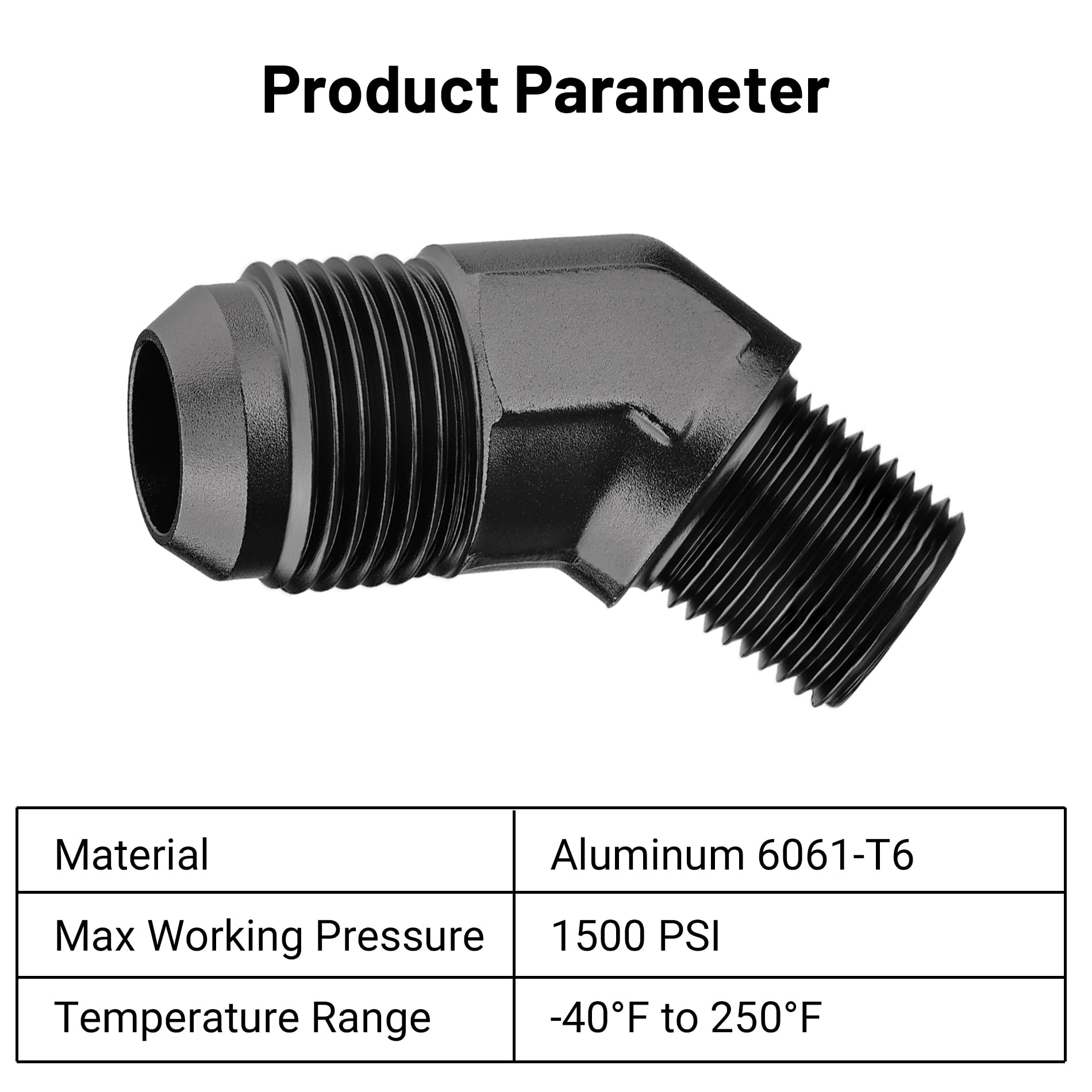 Evil Energy 12An Male Flare To 1/2'' Npt Pipe 45 Degree Fitting Adapter Aluminum Black