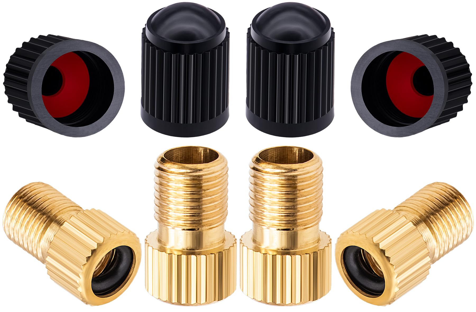 Meajoo 4Pcs Brass Presta Valve Adapter, Convert Presta To Schrader Adaptor, Inflate Tire Using Standard Pump Or Air Compressor F
