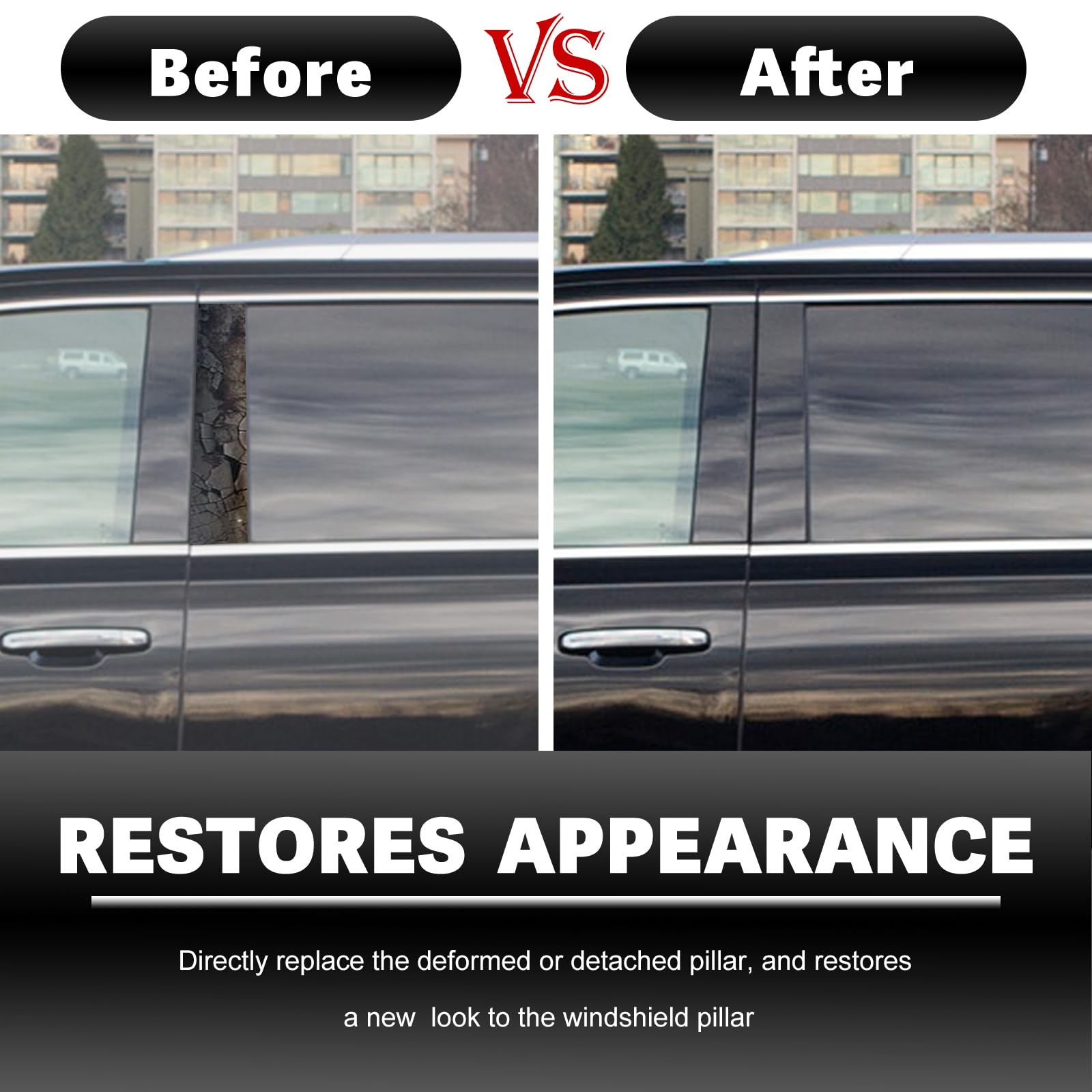 926-243 926-244 Rear Driver Passenger Side Forward Door Applique Window Trim Molding Compatible with Cadillac Escalade/ESV Fit f