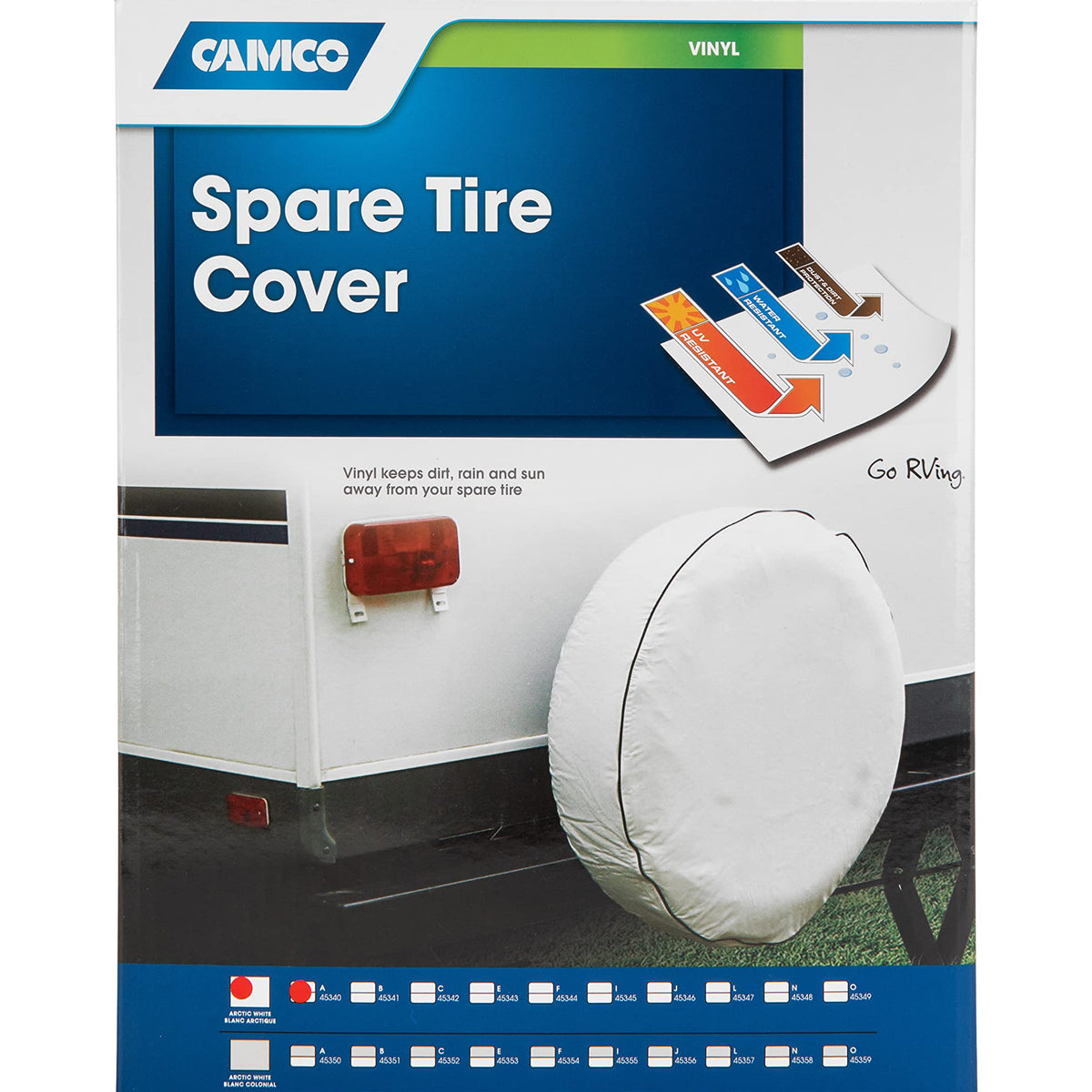 Camco Camper/Rv Spare Tire Cover | Features Arctic White Vinyl & Heavy Duty Nylo WBCARB0015Y8MHS
