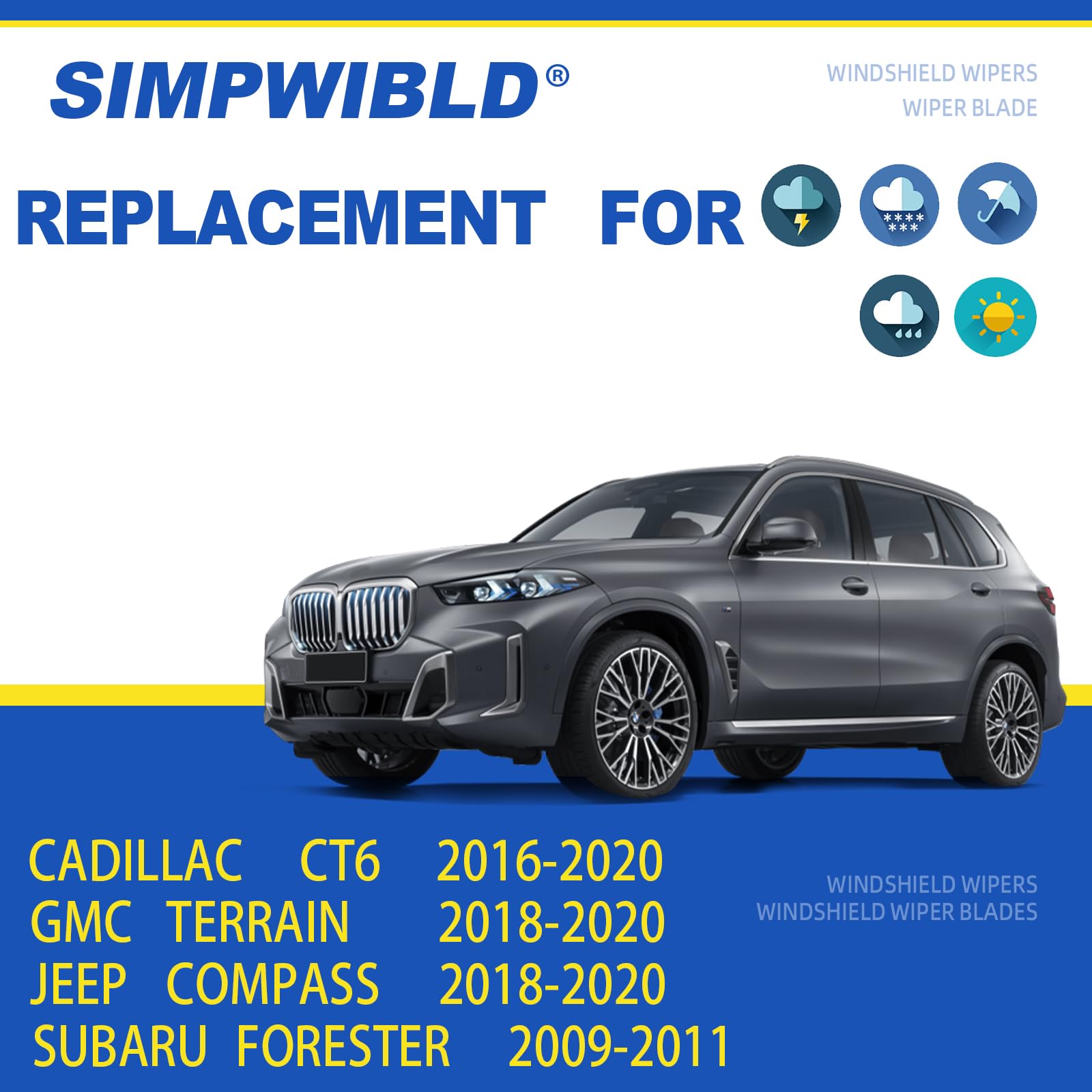 Simpwibld Wiper Blades,Premium All-Seasons Durable Stable And Quiet Oem Quality J Hook Front Windshield Wipers 24''+18'' (Set Of