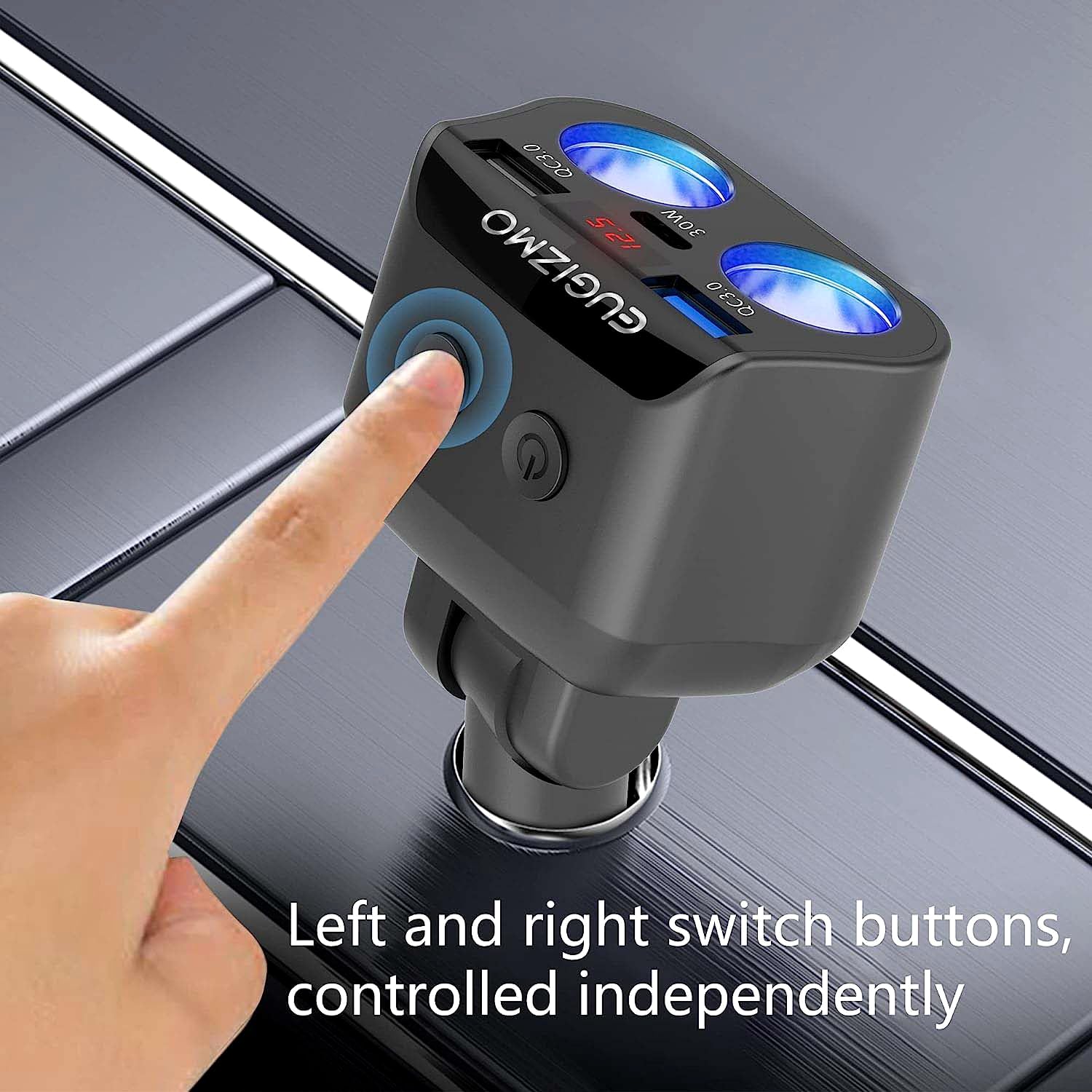 EUGIZMO Dual Car Charger Adapter, 200W Double Cigarette Lighter Adapter Outlet Dual Cigarette Lighter Plug Splitter USB Charger