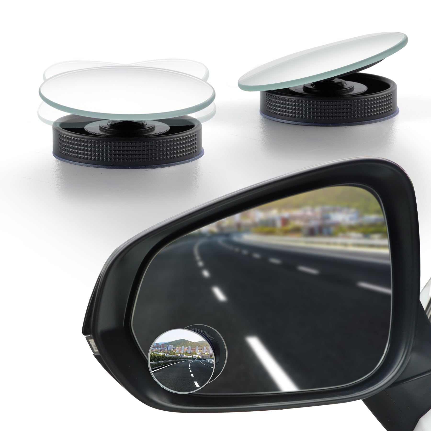 Livtee Blind Spot Car Mirror, 2'' Round Hd Glass Frameless Convex Side Mirror Blindspot, Reusable 360 Wide Angle Rear View Car M