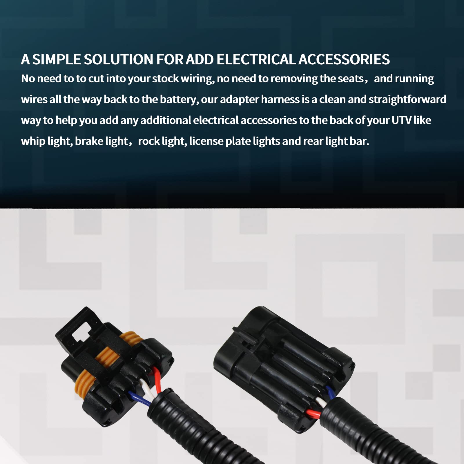 Pair Tail Light Whip Light Power Harness - 2015-2022 Polaris Rzr 900/1000, Xp 1000,Xp General, Turbo Whip Light/Brake Light/License Plate Light Harness Adapter