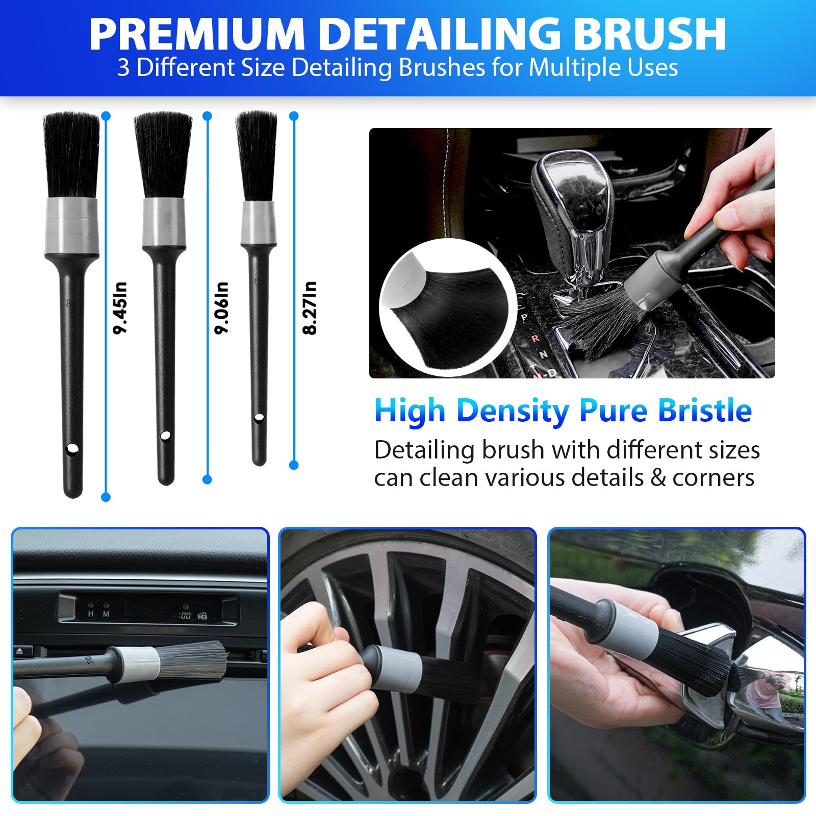 Thinkwork Car Cleaning Kit, Car Vacuum Kit, Gray Car Interior Detailing Kit With 8000Pa High Power Vacuum, Including 7Pcs Detail